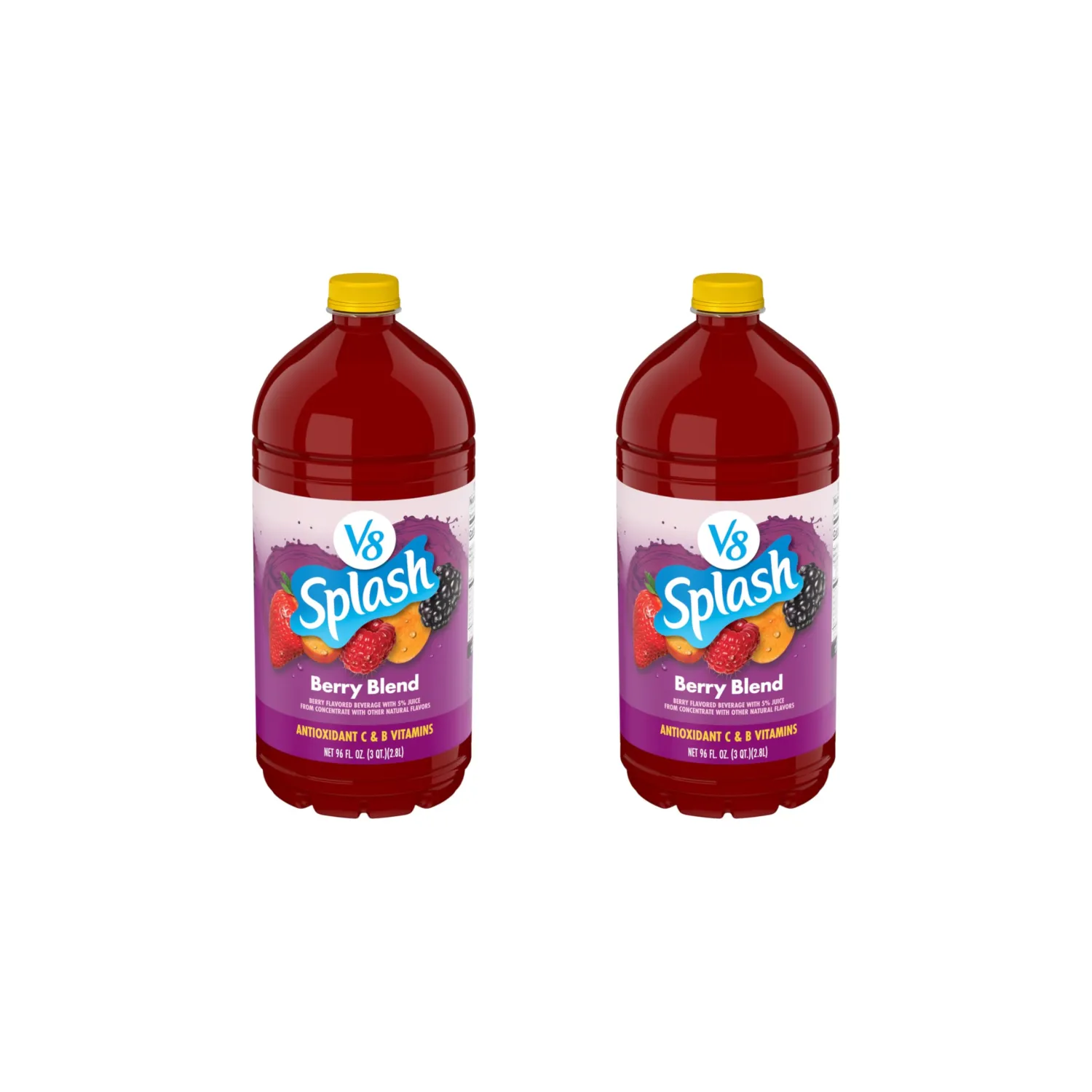 V8 Splash Berry Blend Flavored Beverage, 96 fl oz Bottle (Pack of 2)