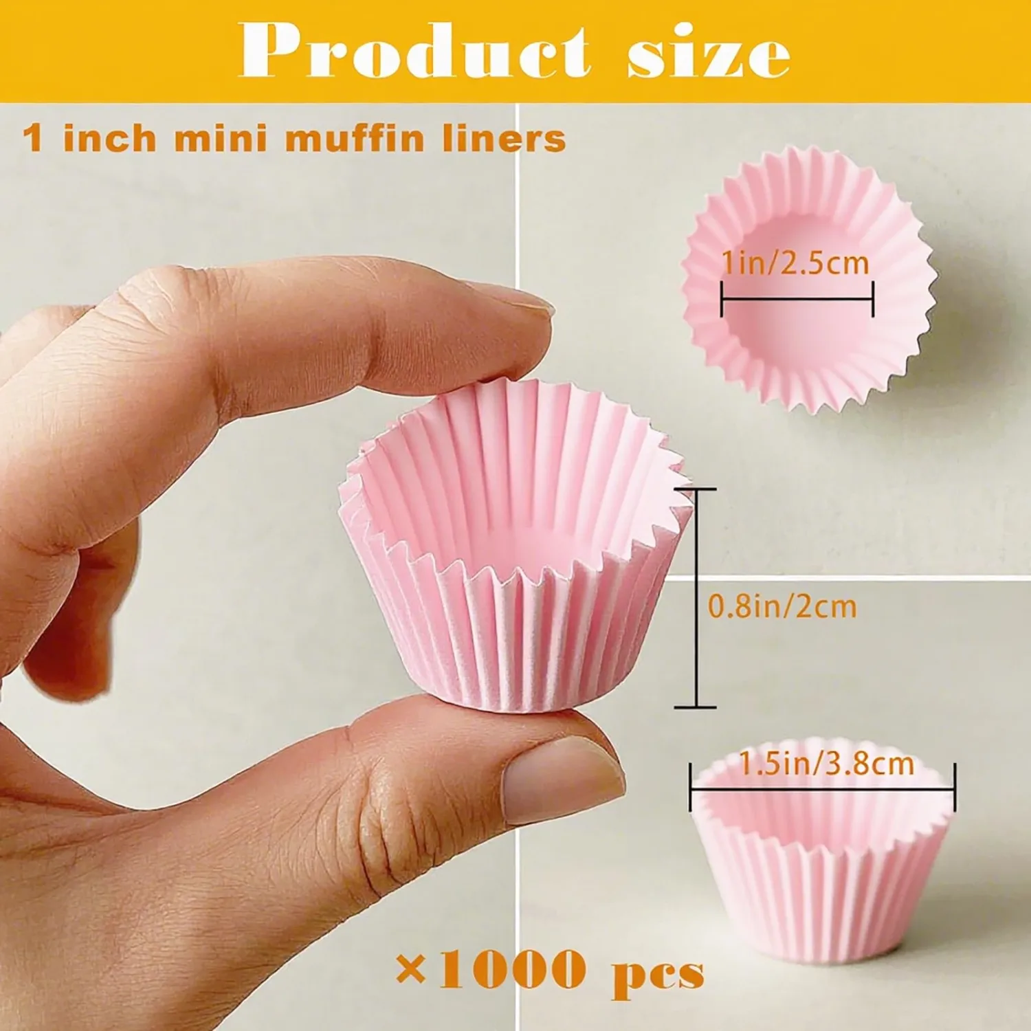 1000 Pcs 1 Inch Mini Muffin Liners,Muffin Liner for Baking White Cupcake Papers Baking Cup Liners,Used for 48 Cup Mini Muffin Pa (Pink)
