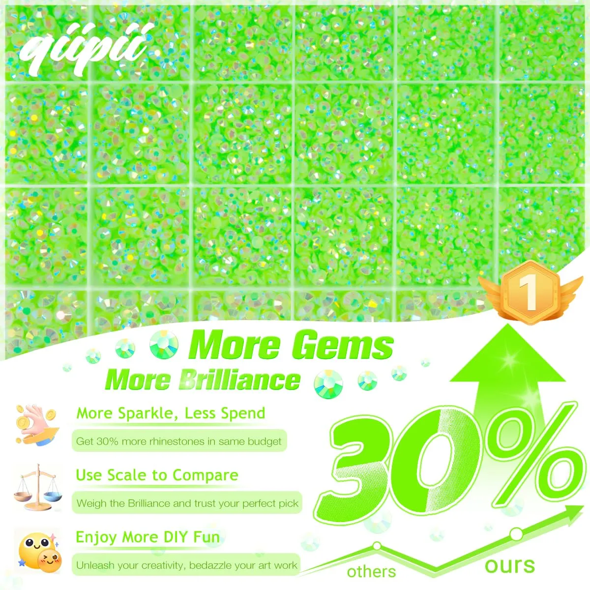 qiipii Peridot AB Resin Rhinestones w B7000 Jewelry Glue for Bedazzling Crafting 2mm-6mm Neon Green Flatback Jelly Stones Diamonds Gems Bedazzler Kit for Nails Face Eyes Makeup Tumblers Bottles Crafts