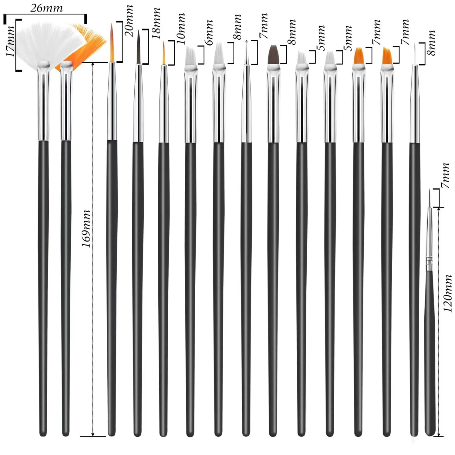 36pcs Nail Art Brushes,Nail Art Tools Set,Nail Art Design Pen with Extension Gel Brush,Nail Dotting Tools,Drawing Brush for Nail Art,Carved Brush,Liner Brush for Home DIY Salon Use,Black