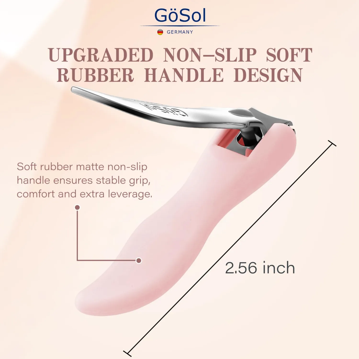 Nail Clippers with Catcher, Anti Splash Finger Nail Clipper with Curved Sharp Blades, Detachable Easy Clean Design, Premium Carbon Steel Manicure Tools, Anti-Slip Soft Rubber Handle, Medium, Pink
