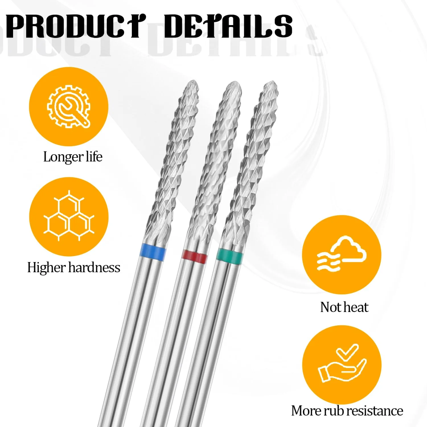 3pack Cuticle Nail Drill Bit, 3/32" Tungsten Carbide Nail Buffer Bit for Gel Remover Drill Bit Under Nail Cleaner Dead Skin Nail Prepare for Nail Cuticle Clean Manicure Safety Tools Electric Nail File