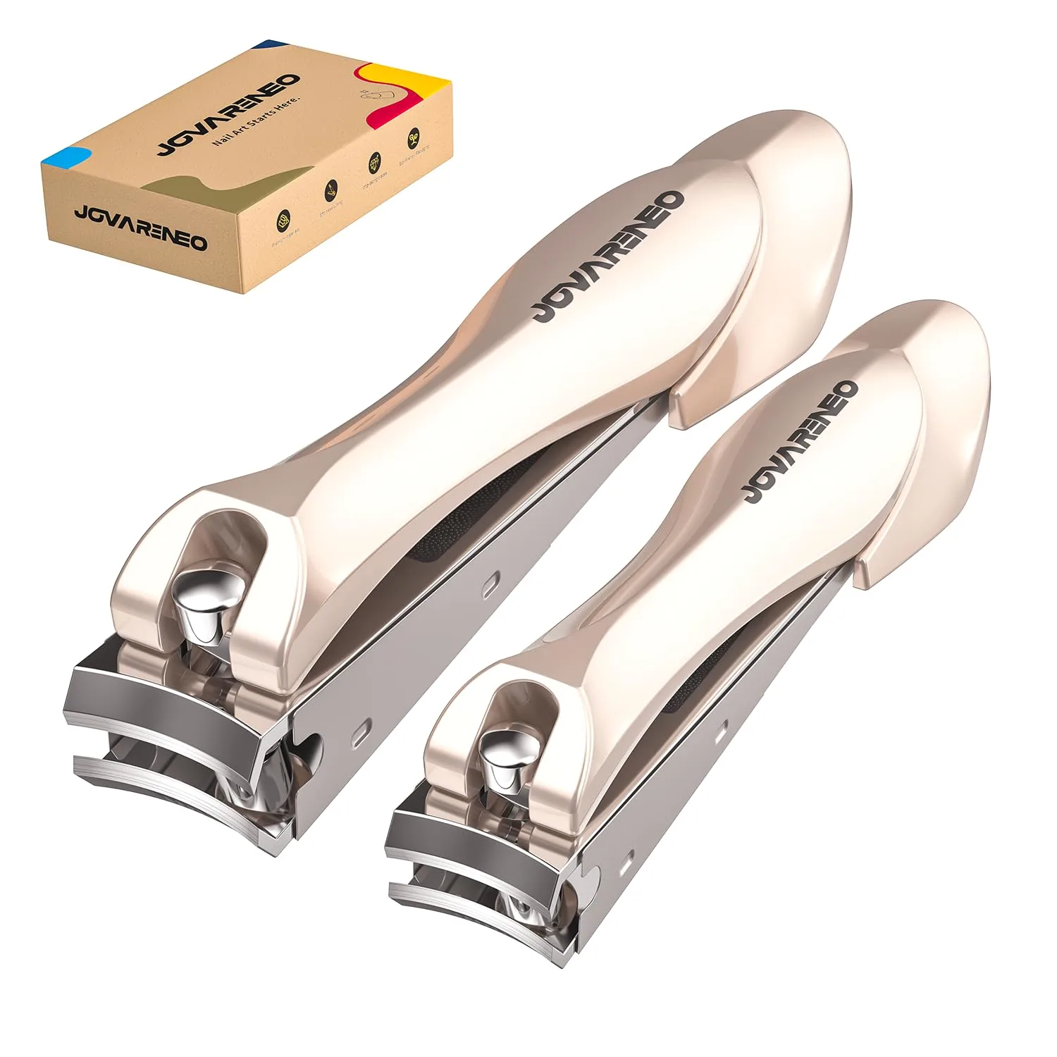 Nail Clipper Set,Premium Stainless Steel Fingernail and Toenail Clipper Cutters with Nail File and Catcher, Sharp Effortless Nail Clippers Tools for Men & Women
