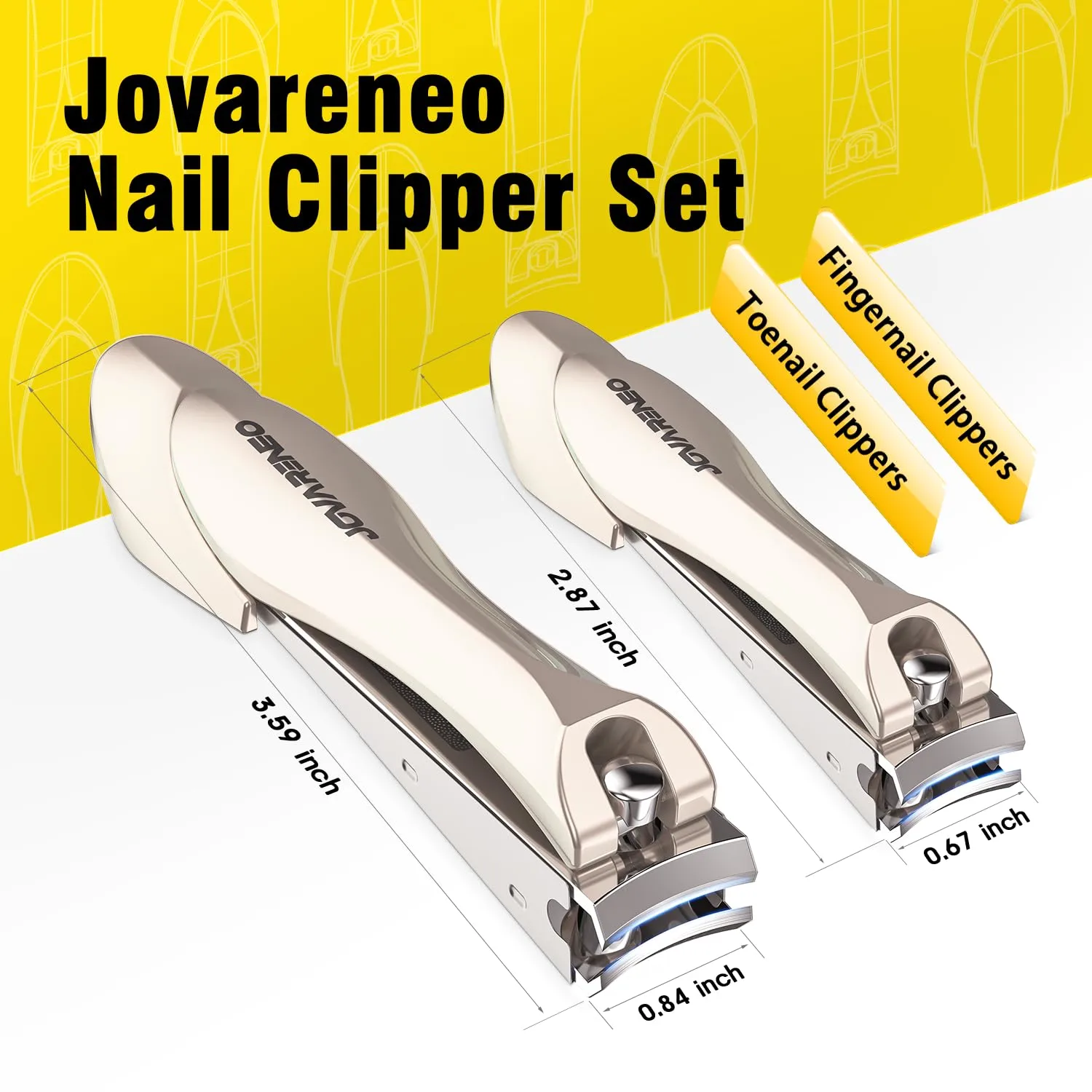 Nail Clipper Set,Premium Stainless Steel Fingernail and Toenail Clipper Cutters with Nail File and Catcher, Sharp Effortless Nail Clippers Tools for Men & Women