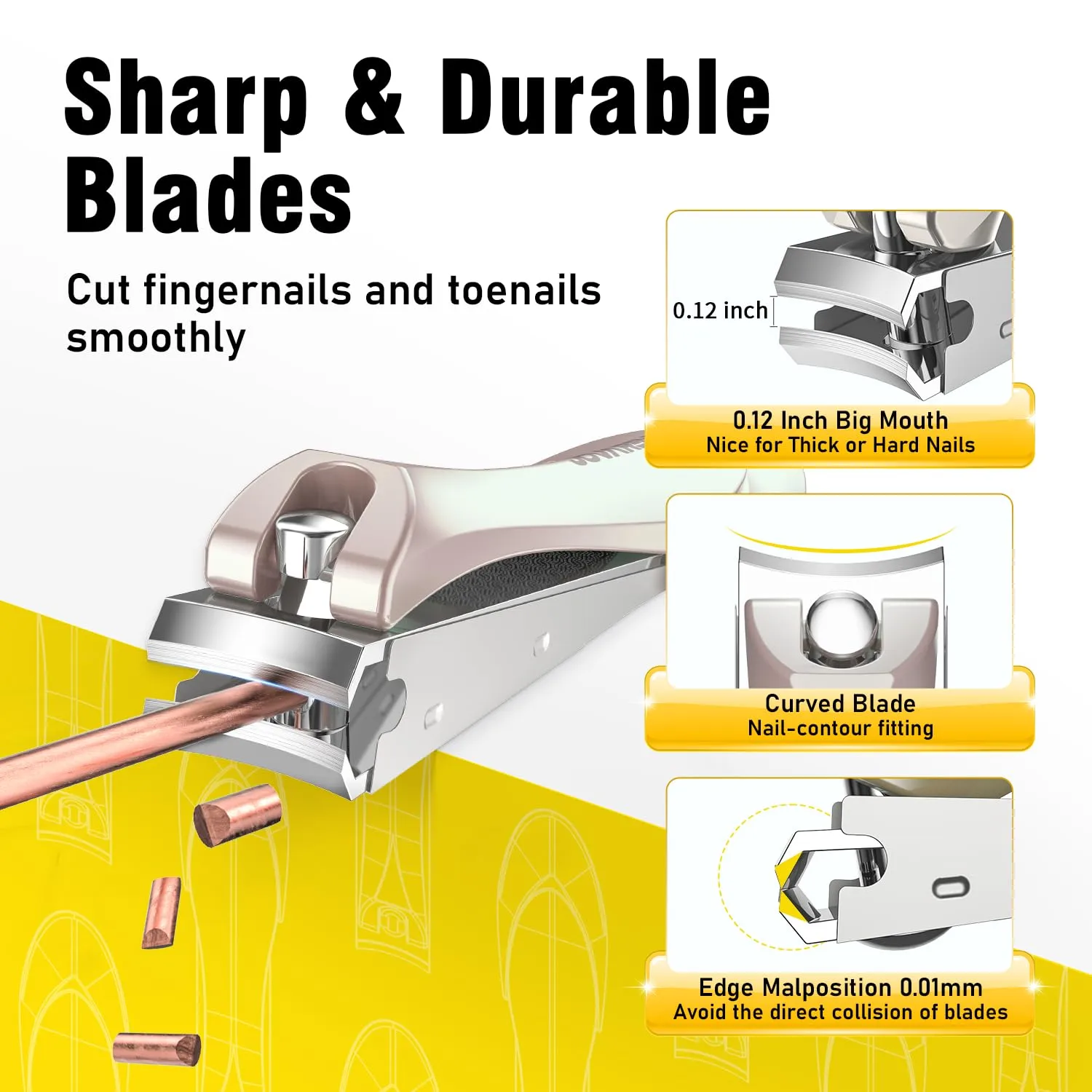 Nail Clipper Set,Premium Stainless Steel Fingernail and Toenail Clipper Cutters with Nail File and Catcher, Sharp Effortless Nail Clippers Tools for Men & Women