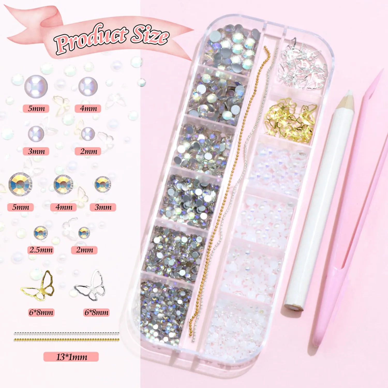 BELICEY 3D Nail Charms Mix Color Bow Charms for Nails Colorful Acrylic Tiny Blossom Flower Nail Art Charms Flatback Pearls AB Crystal Rhinestones Gems for Women DIY Nail Art Design Manicure Crafts