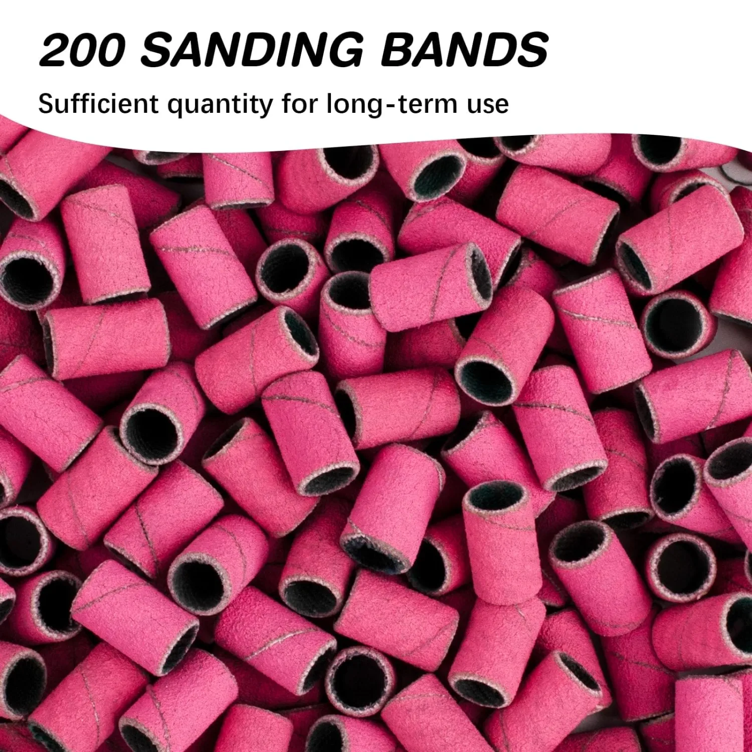 Sanding Bands for Nail Drill 240 Grit Extreme Fine Nail Sanding Bands 200Pcs Pink Professional Sanding Bands and 2Pcs Nail Drill Bits for Manicures and Pedicure