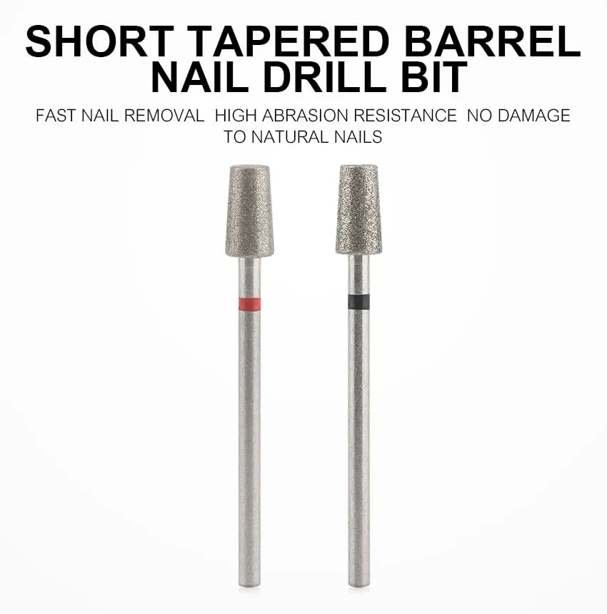 Short Tapered Barrel Shape Nail Drill Bit Nail Polish Gel Removal for Electric Nail Drill Manicure Machine Accessories Tool (F Tapered Barrel)