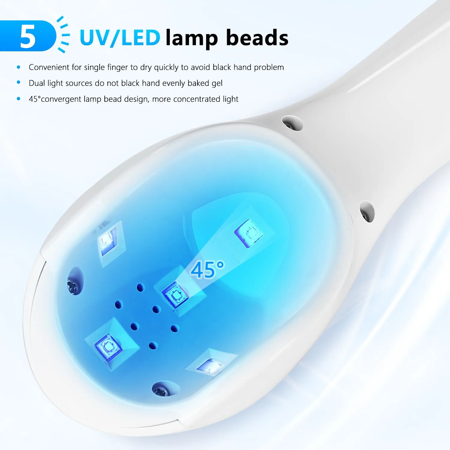 JODSONE Cordless Mini U V Portable Handheld Nail Lamp Rechargeable Model with LED Display Fast Drying for Home Traveling