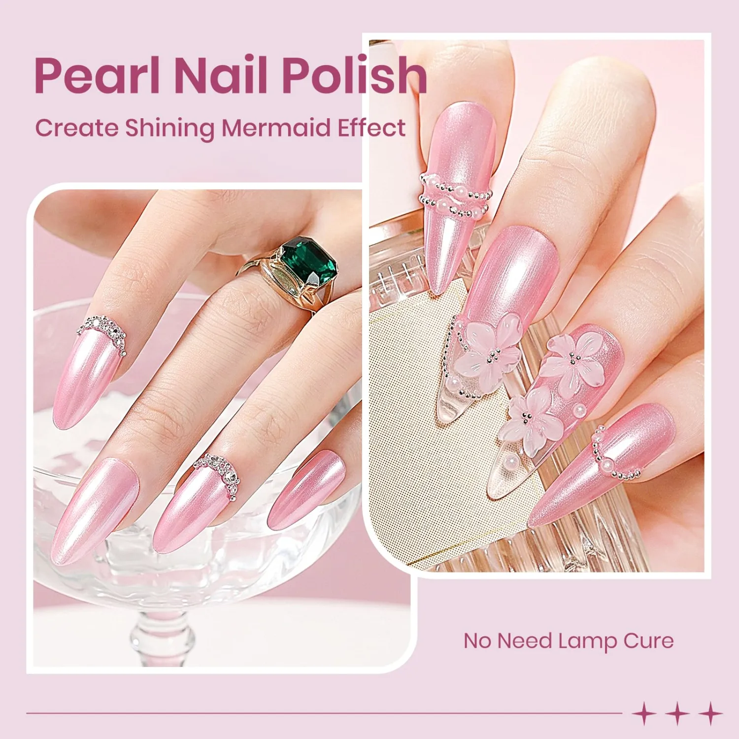 Rose Pink Nail Polish, 16ml Quick Dry Pearl Pearlescent Nail Polish Shimmer Mermaid Effect Polish Nails Art Home DIY for Woman Girl