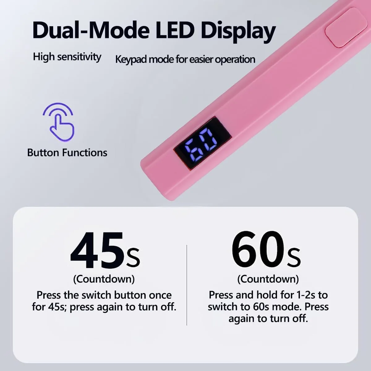 Portable Mini Handheld USB Nail Dryer, LED Nail Lamp, Timer Display | Quick-Drying Nail Tool, Specially Designed for Nail Technicians, Nail Salons and Holiday Gifts (Purple)