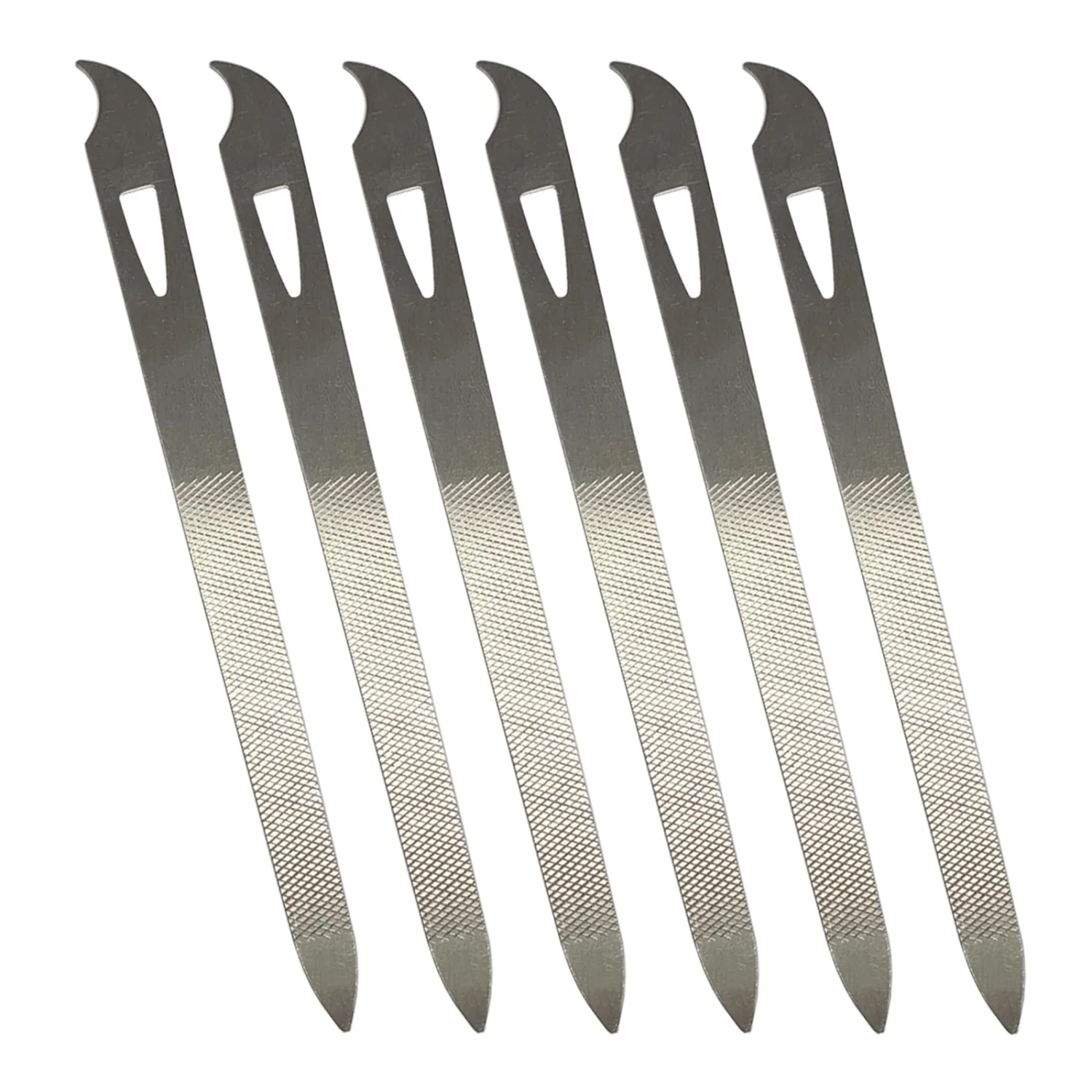 Nail Files for Natural Nails (6 Pack), Metal Nail File 5.5’’ Stainless Steel Thin Durable Nail Filer with Curved Sharp Pointed Tip Double Sided Manicure Pedicure Toenails Tools