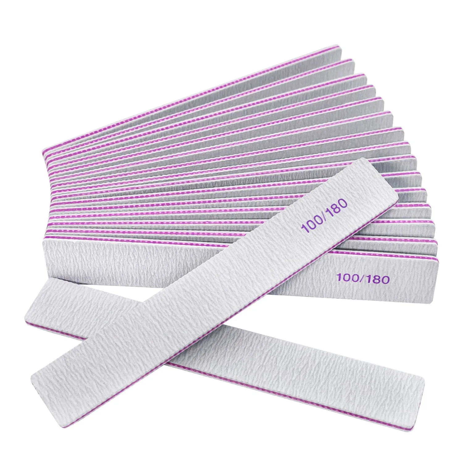 Nail Files (12 Packs), Professional 100/180 Grit Double Sided Emery Boards for Natural Nails Fingernail Toenail File Kit, Heavy Duty Emory Nail Filer Set Limas para Uñas Acrílicas Profesional