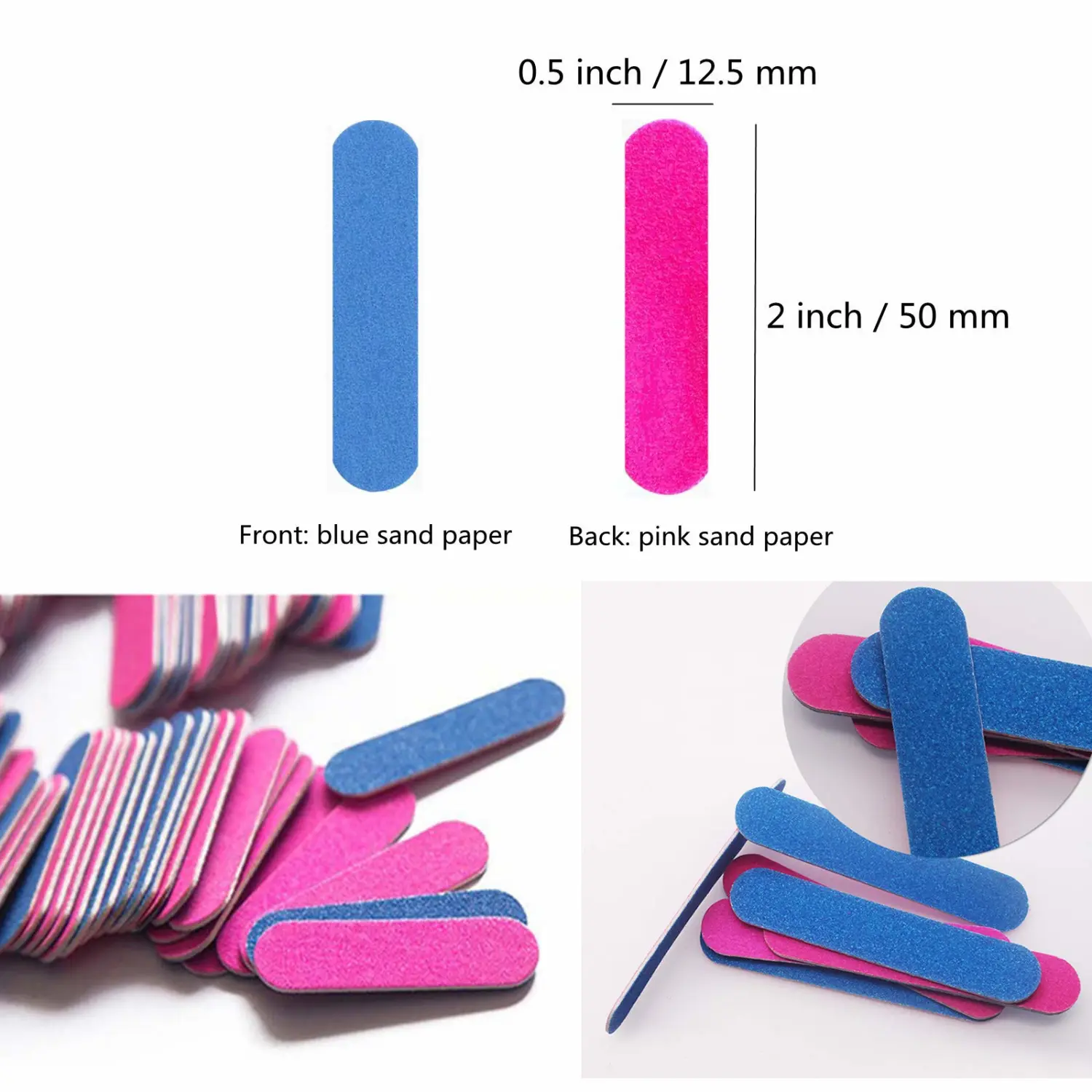 Mini Nail Files Bulk, 100 Pack 2 Inches Disposable Double Sided Emery Boards Manicure Pedicure Tools(1002)