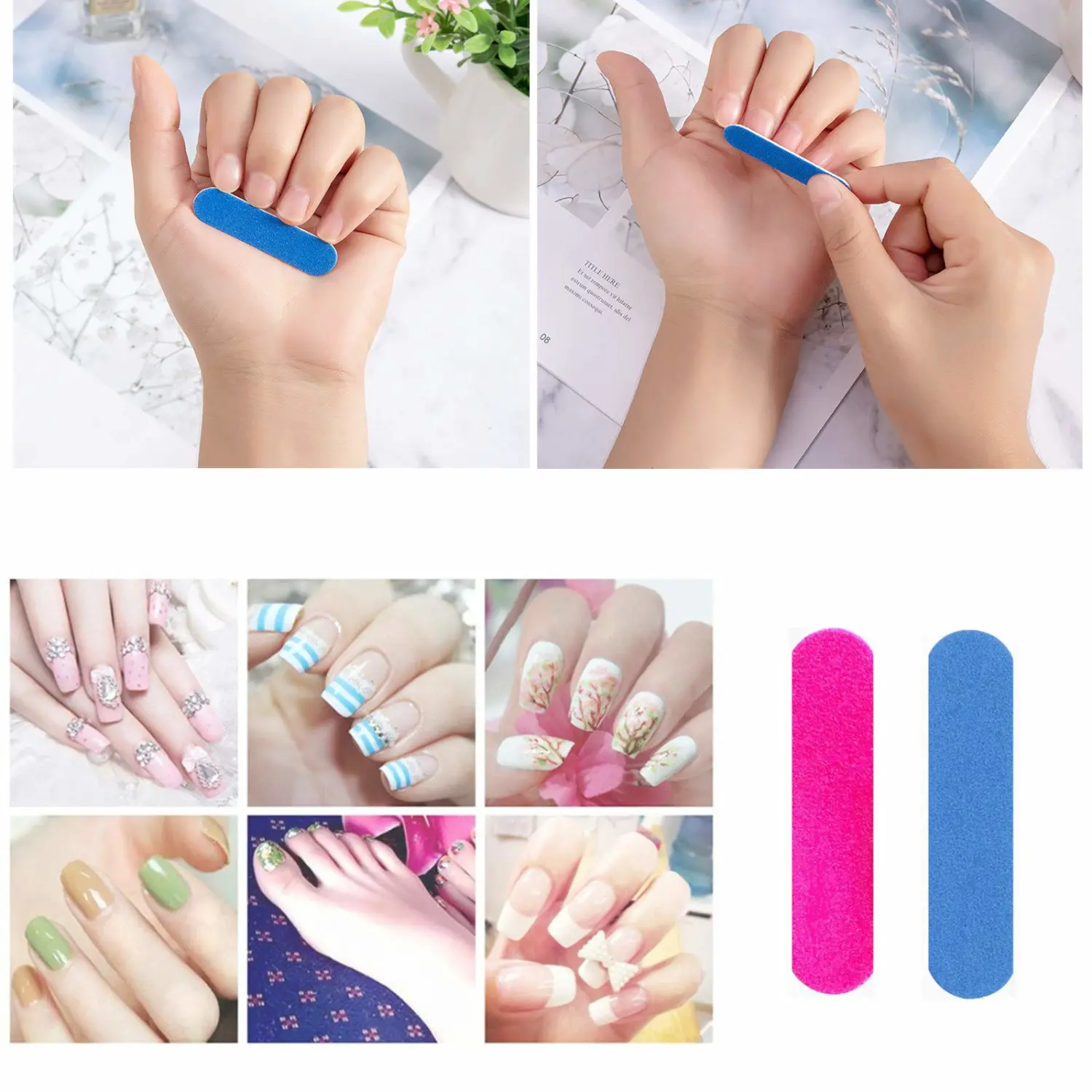 Mini Nail Files Bulk, 100 Pack 2 Inches Disposable Double Sided Emery Boards Manicure Pedicure Tools(1002)