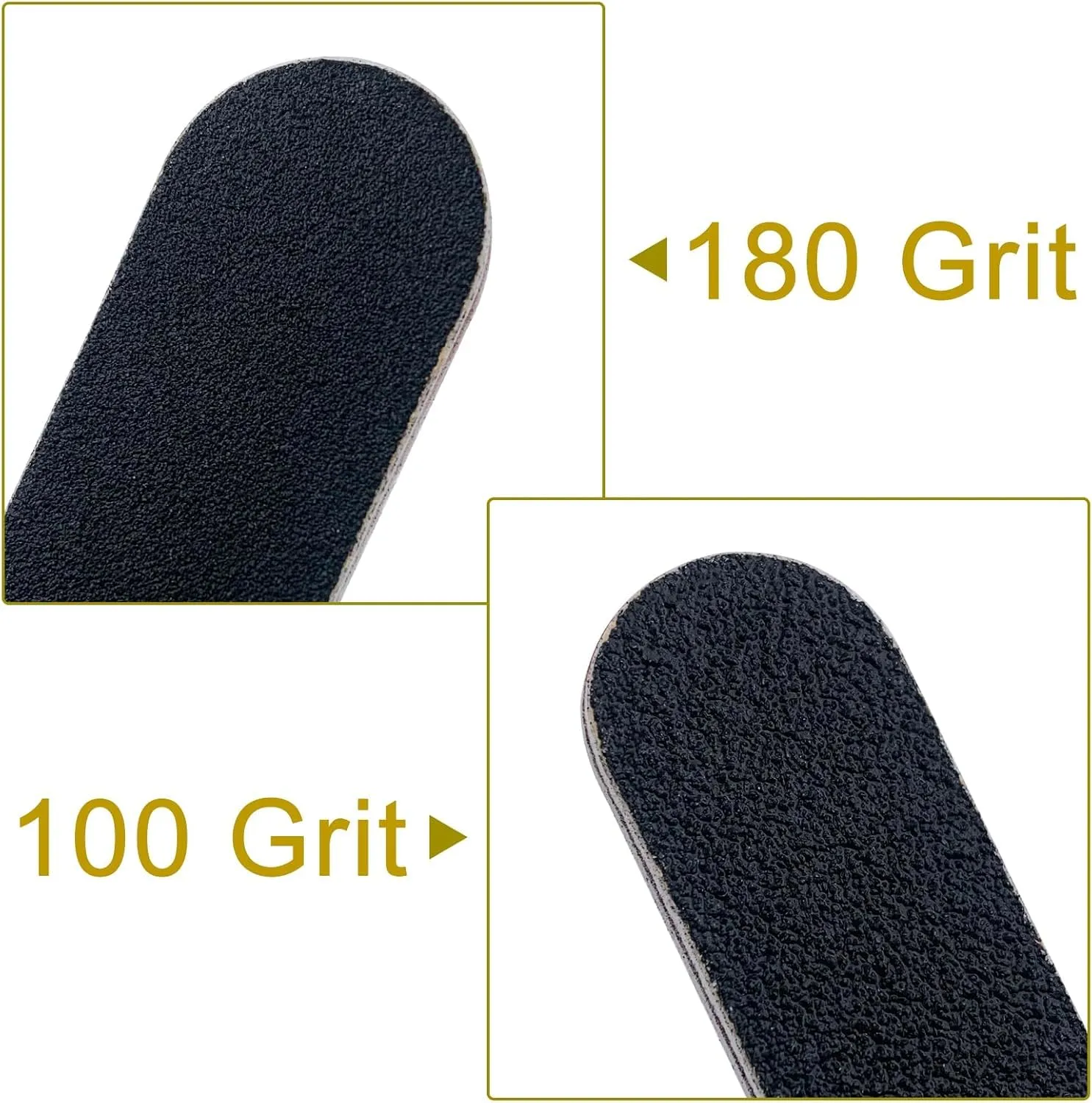 Professional Nail Files, Double-Sided Emery Boards, Black, Pack of 10
