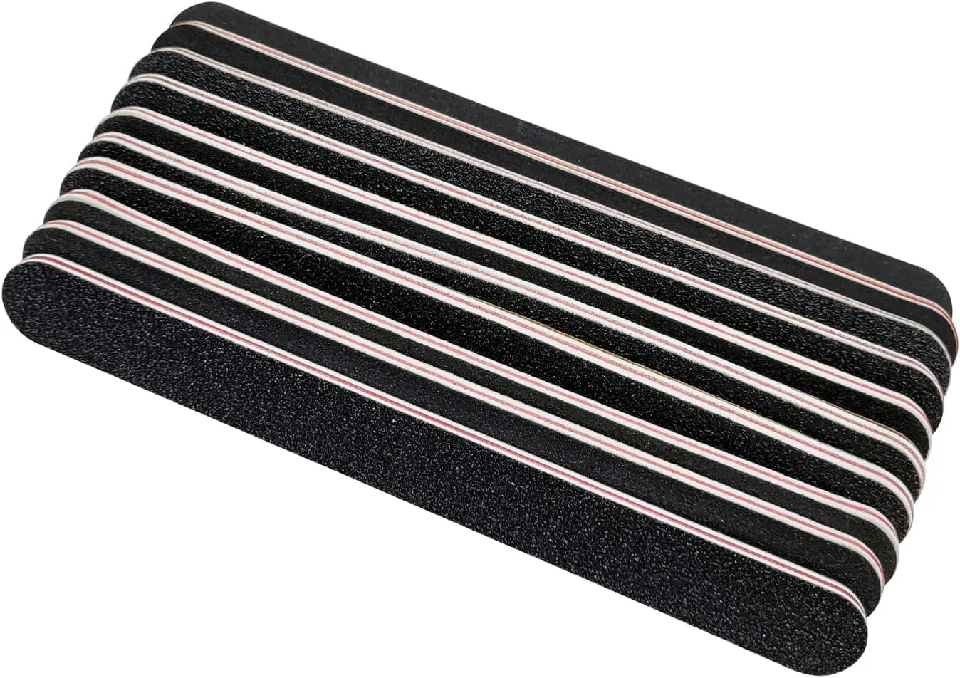 Professional Nail Files, Double-Sided Emery Boards, Black, Pack of 10