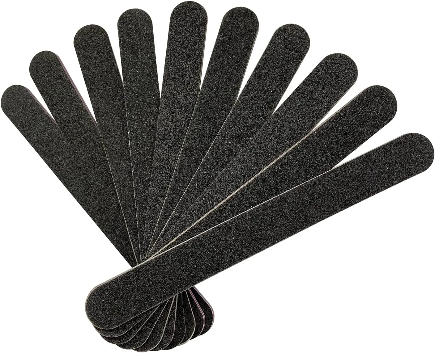 Professional Nail Files, Double-Sided Emery Boards, Black, Pack of 10