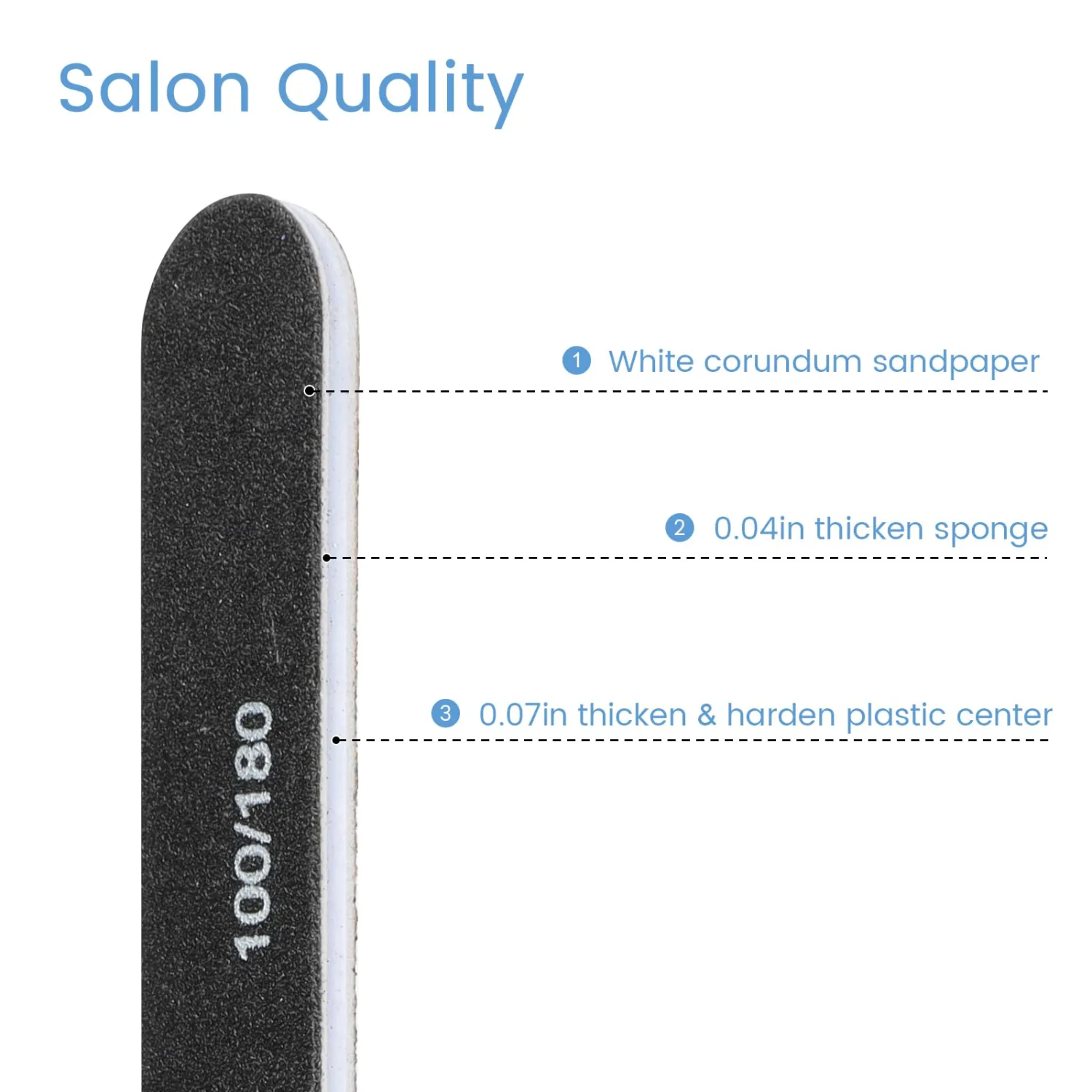 Nail Files, 24 PCS Fingernail Files 7" Long 100/180 Grit Emery Boards for Nails Professional Nail File Bulk Washable Suitable for Both Acrylic and Natural Nails Black