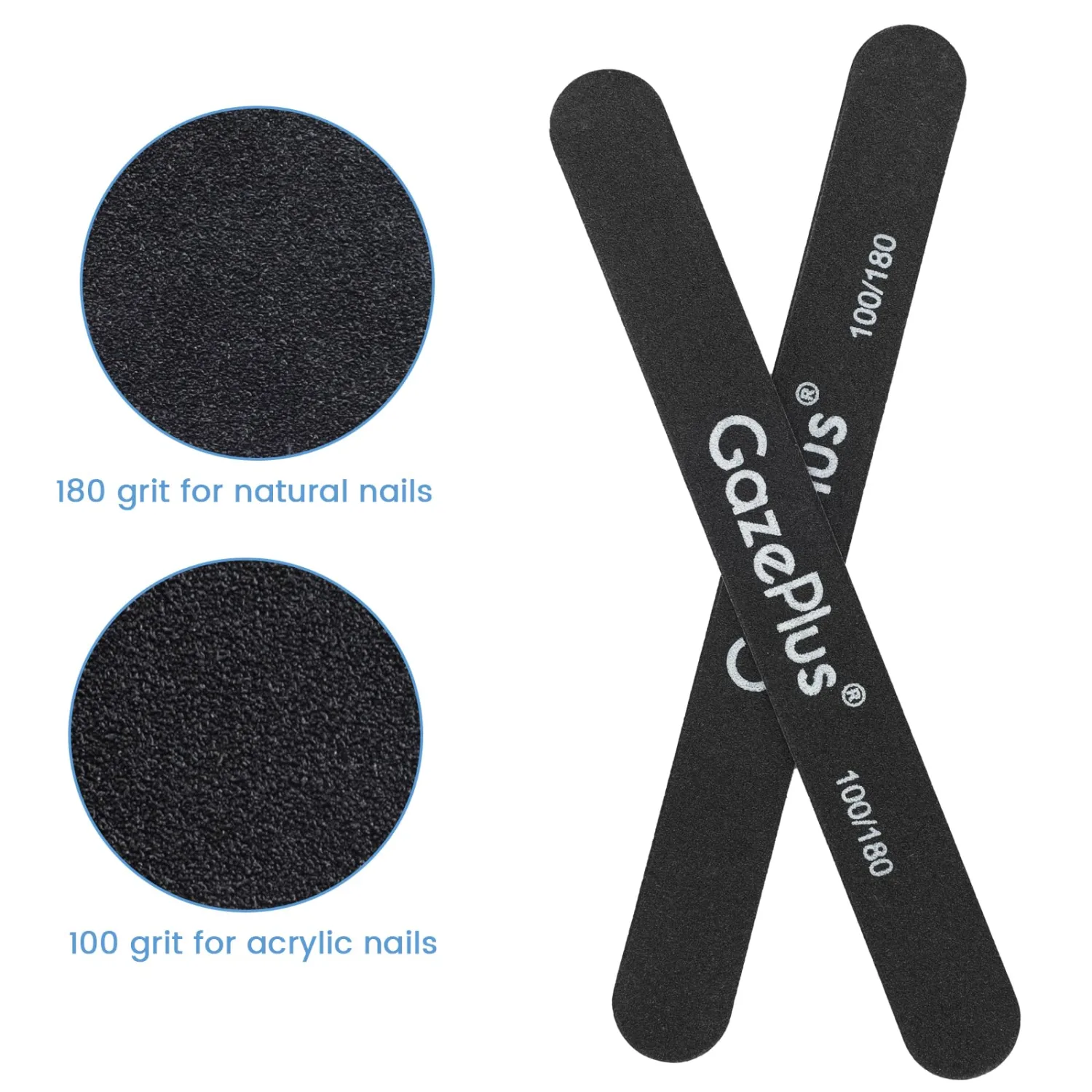 Nail Files, 24 PCS Fingernail Files 7" Long 100/180 Grit Emery Boards for Nails Professional Nail File Bulk Washable Suitable for Both Acrylic and Natural Nails Black