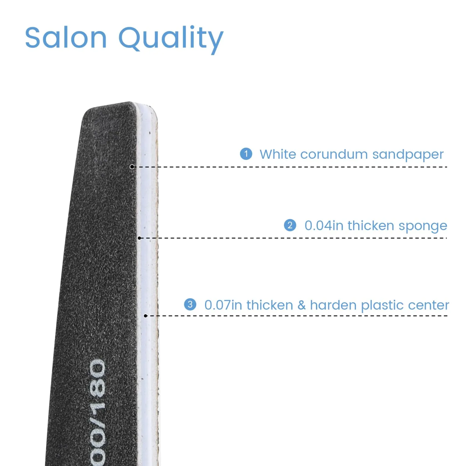 Nail Files, 24 PCS Fingernail Files 7" Long 100/180 Grit Emery Boards for Nails Professional Double Sided Nail File Bulk Washable Suitable for Both Acrylic and Natural Nails Black Half Moon