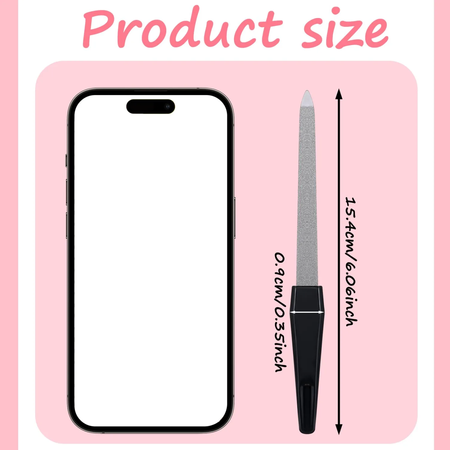6 PCS Metal Nail Files for Women, Stainless Steel Nail File Double Sided Diamond Emery Boards for Nails Professional Nail File for Gel and Acrylic Nails Fingernail Files for Women Men (Black, White)