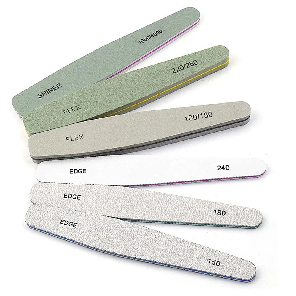Professional Double Sided Nail Files & Buffer Block for Natural Nails, Acrylics and Gels Washable Manicure Tools (Count, 6, 100-4000 Grit)