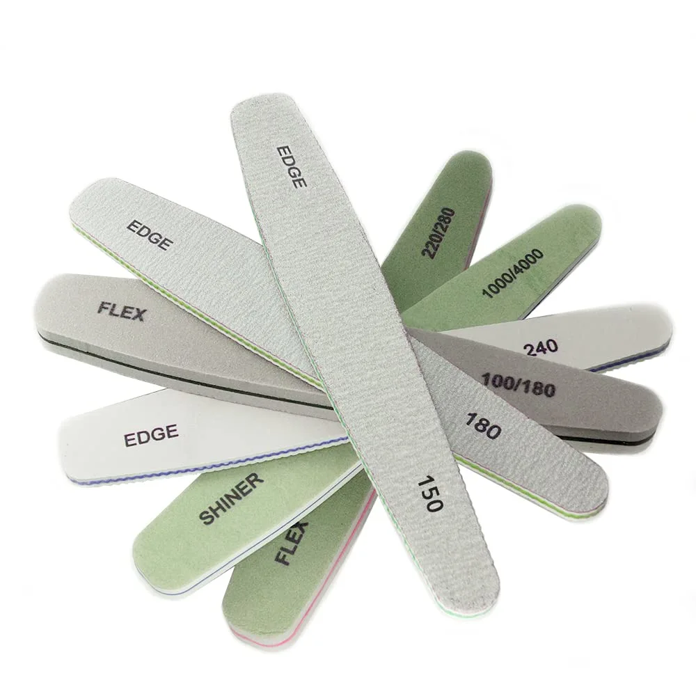 Professional Double Sided Nail Files & Buffer Block for Natural Nails, Acrylics and Gels Washable Manicure Tools (Count, 6, 100-4000 Grit)
