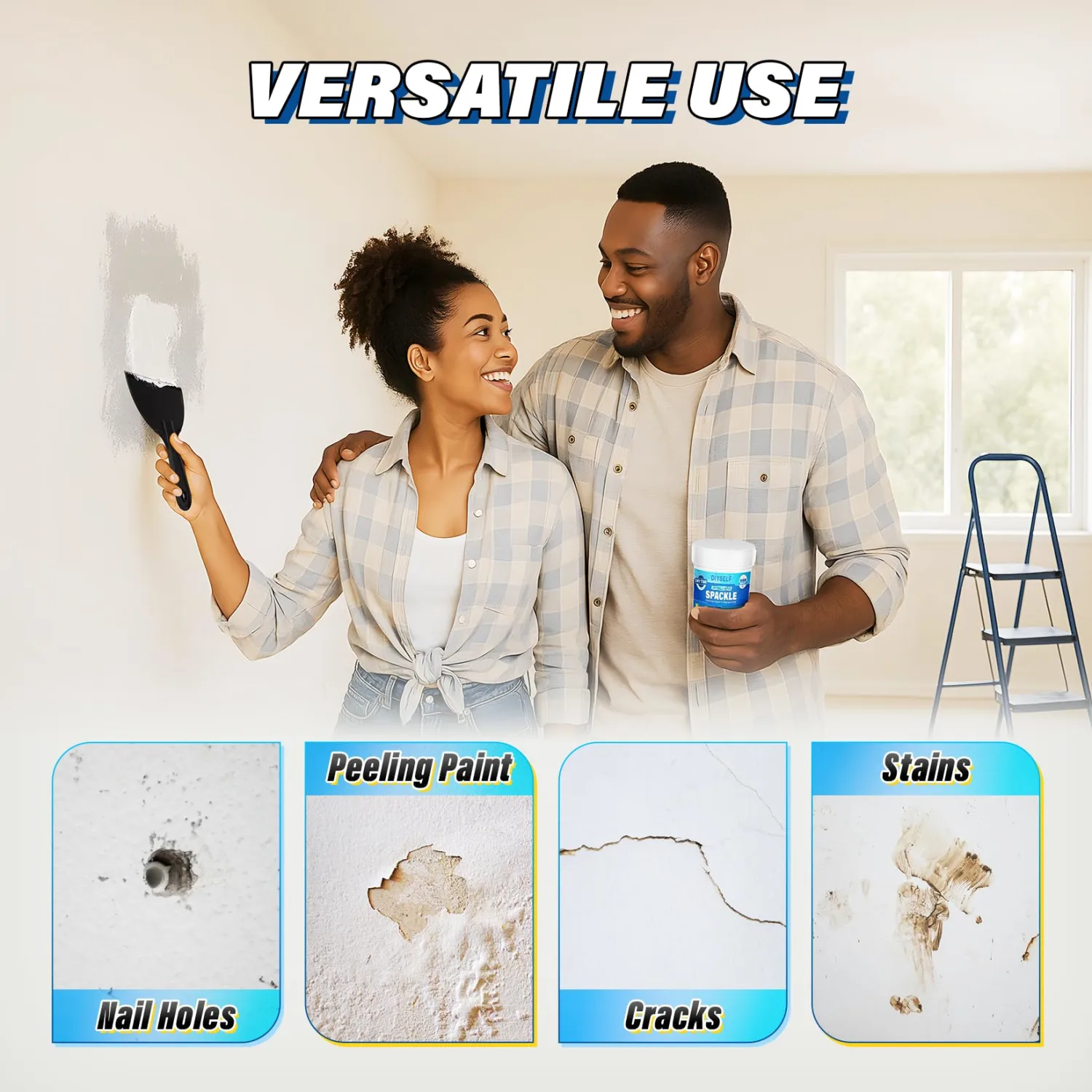 DIYSELF 16 Pieces Drywall Repair Kit Spackle Wall Repair Drywall Patch Kit Wall Patch Repair Kit Quick Easy Solution for Wall Hole Repair and Drywall Hole Filler