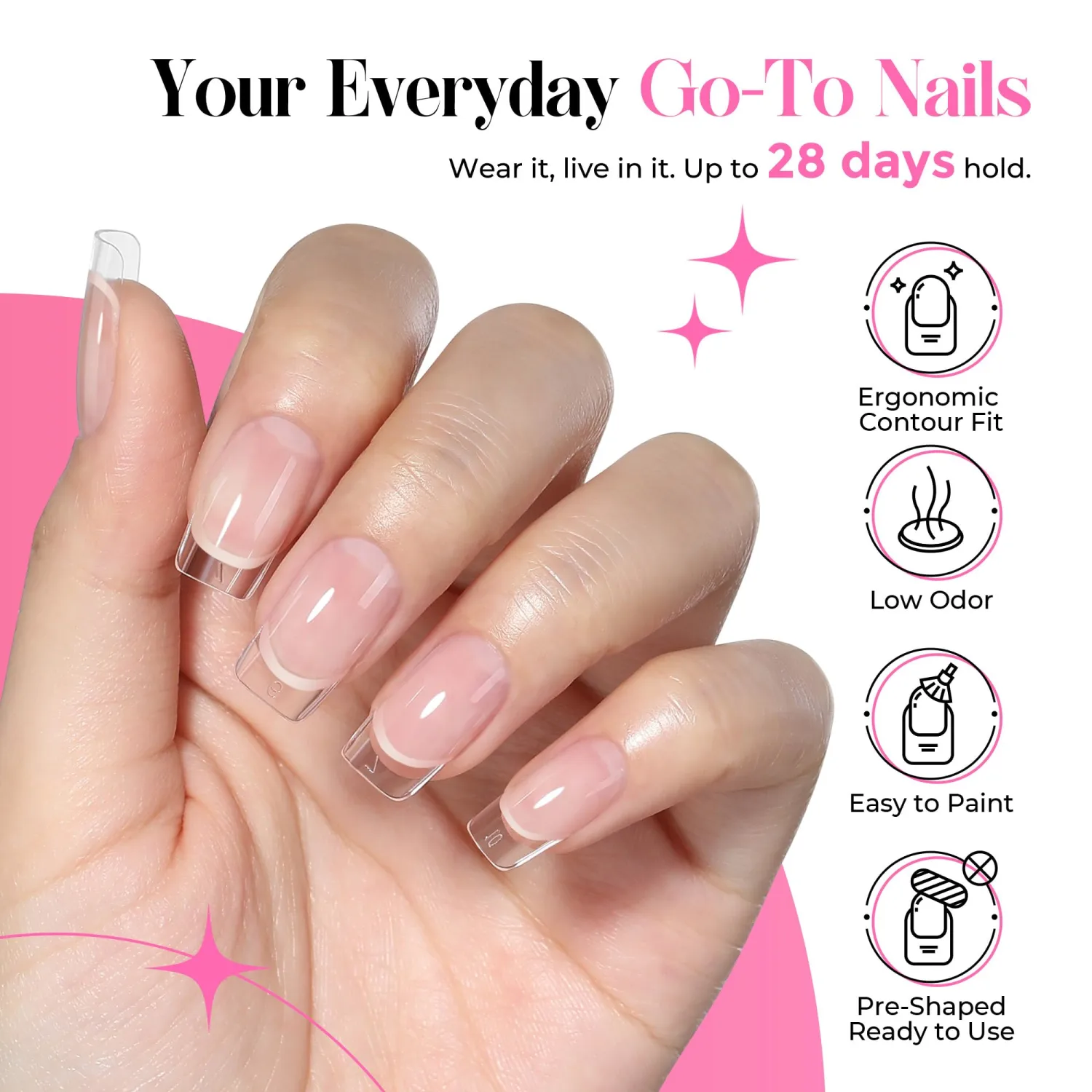 UNA GELLA Gel Nail Kit: Short Square Soft Gel Nail Tips and Strong Nail Glue Air Dry 216Pcs Pre-etched Full Cover Press on Nails Semi Solid Nail Glue with Manicure Tools No U V Lamp Needed DIY Home