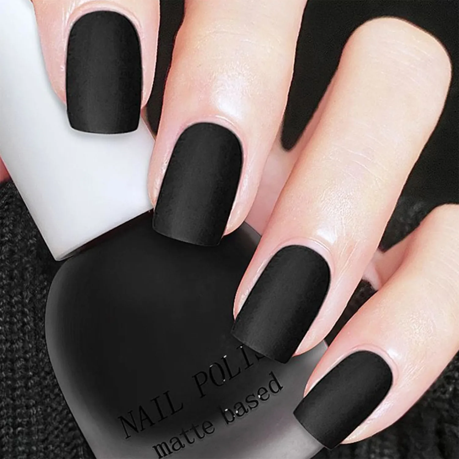 COSMOO Black Matte Nail Polish,Quick Dry Nail Lacquer for Nail Art Varnish,Mist Effect Matte Finish Velvet Air Dry Nail Polish-10ml (Black,0.34 fl oz)