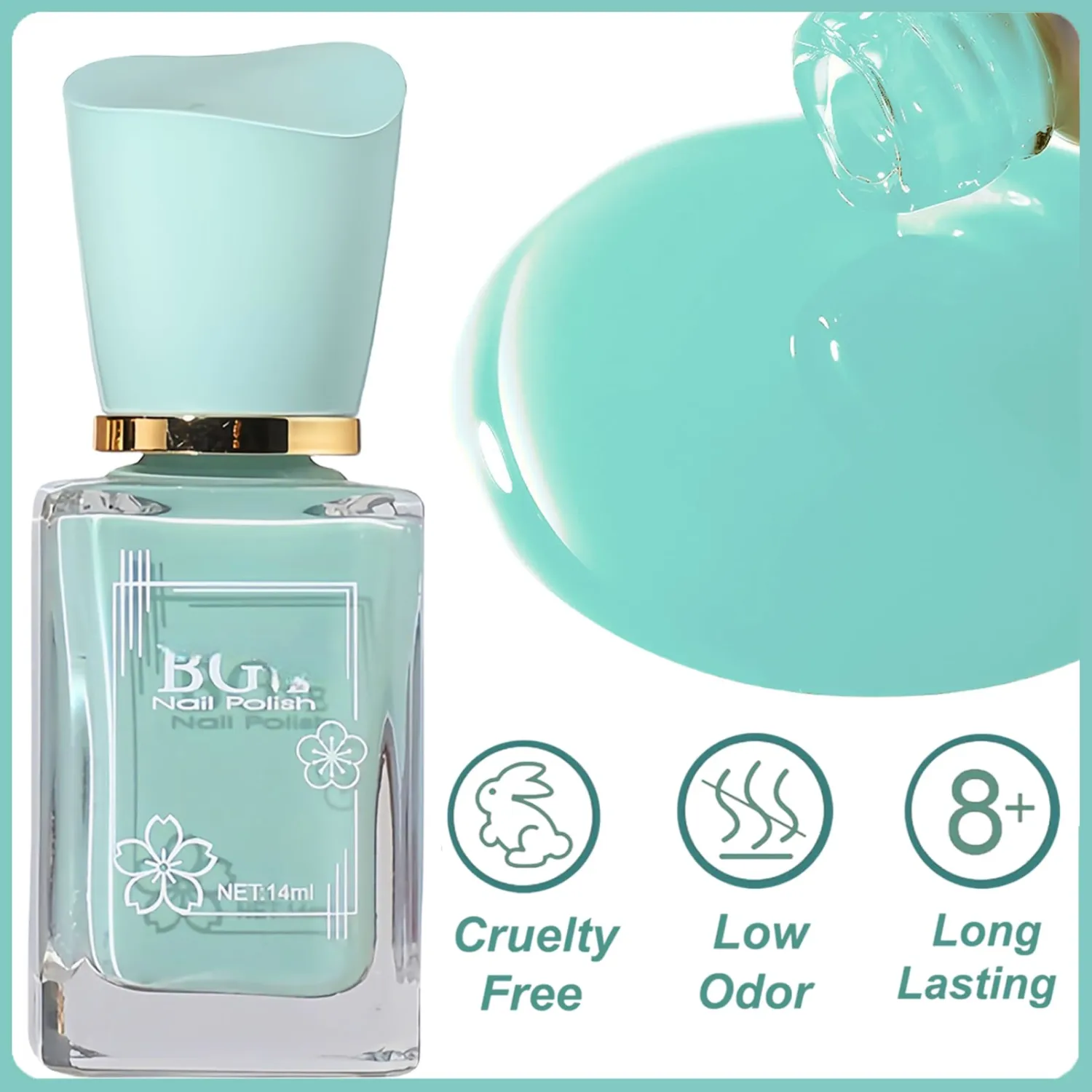 Light Blue Nail Polish Non Gel, Air Dry Blue Nail Polish No UV Light Needed, Non Toxic Pastel Polish Color for Girls Women, Quick Dry Vegan Nailpolish, Soft Nail Lacquer