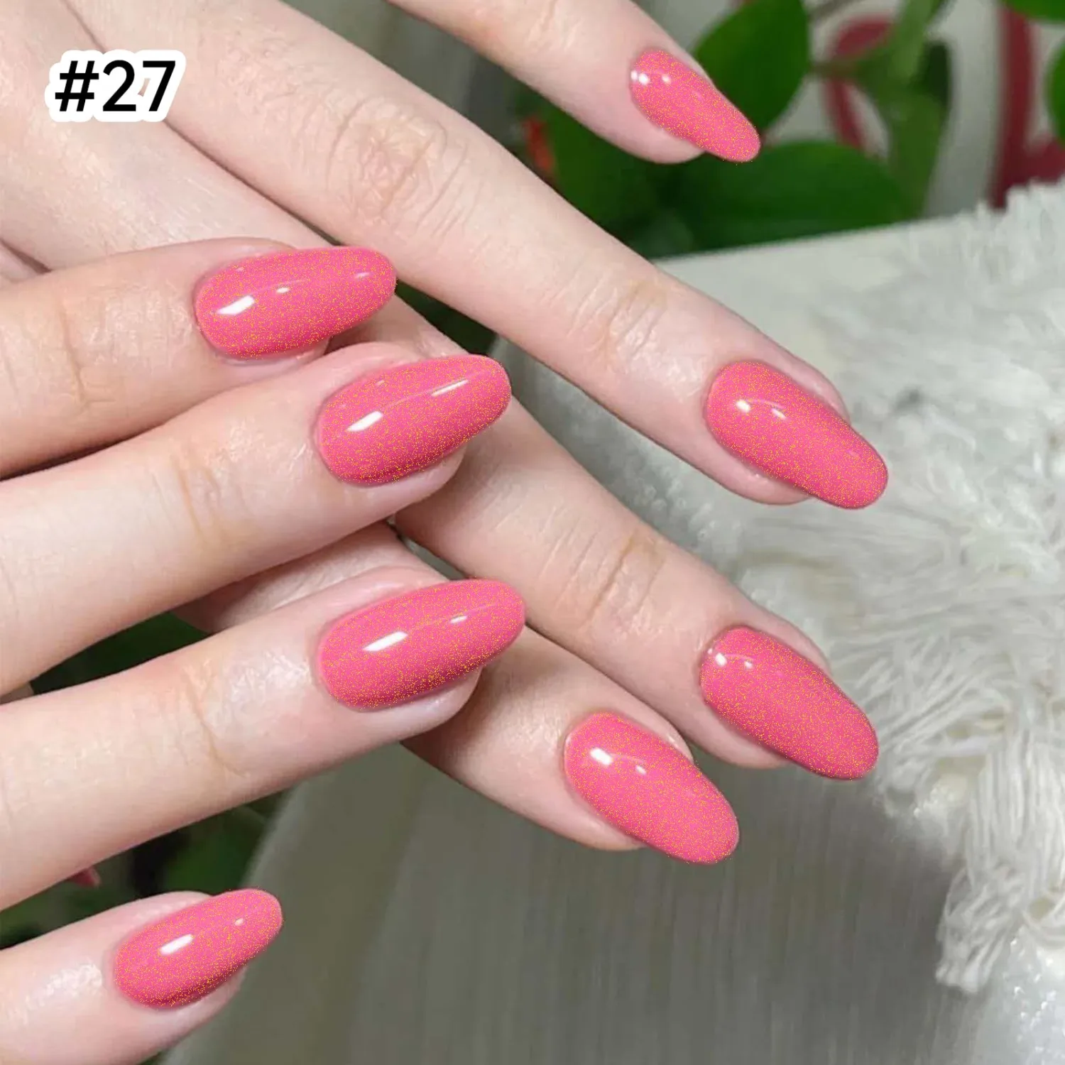 14 ML Nail Polish, Long Lasting Quick Drying Pink Glitter Nail Polish, Chip Resistant Nail Lacquer Fingernail Polish, Streak-free Formula DIY Home Manicure Gift for Women #27