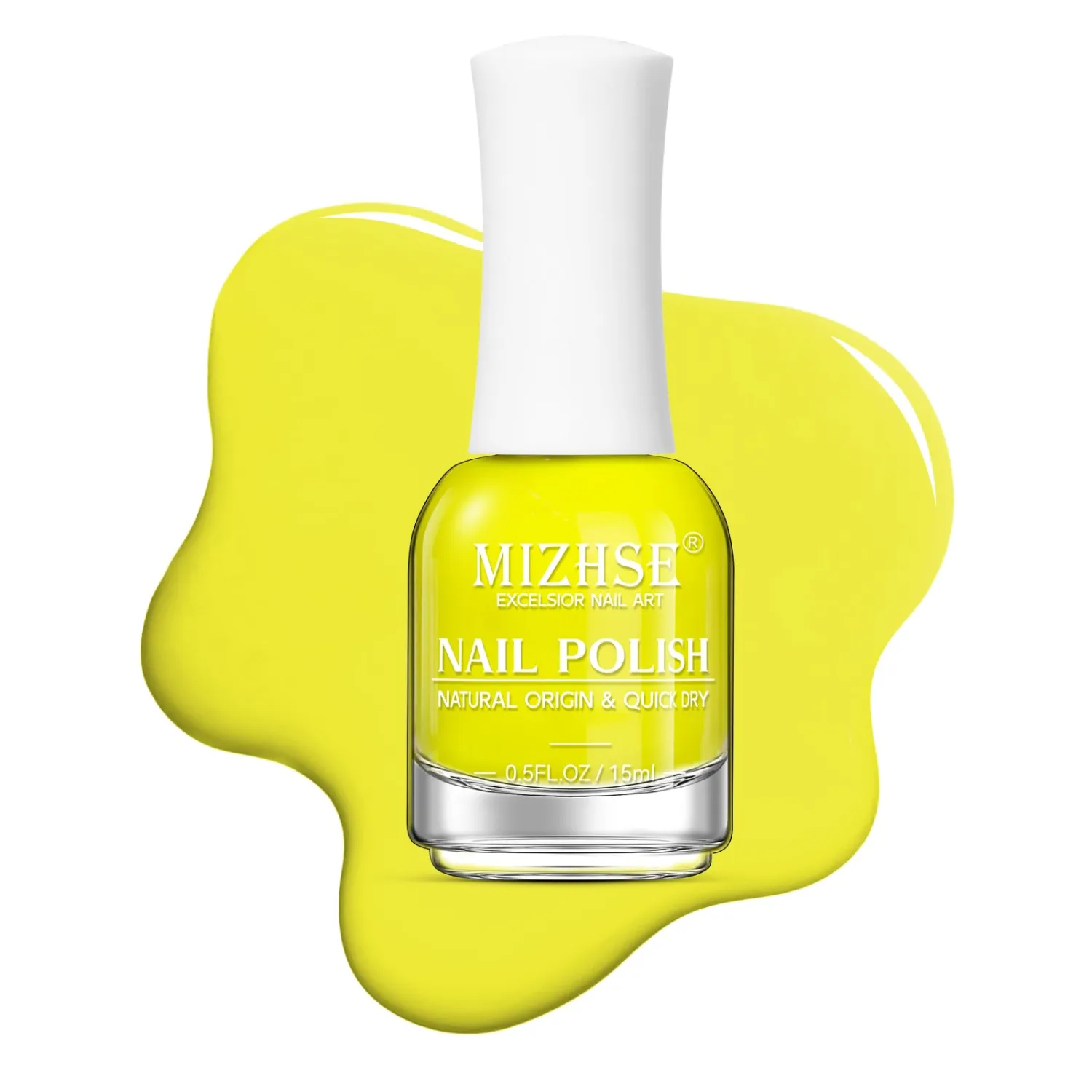 MIZHSE Quick Dry Nail Polish: Neon Yellow Fall Nail Polish Air Dry Fast, 15ml/0.5 fl oz Regular Water-based Nail Lacquer Non-Gel Full Coverage High Glossy Shine Manicure DIY Nail Art Ideal Gift