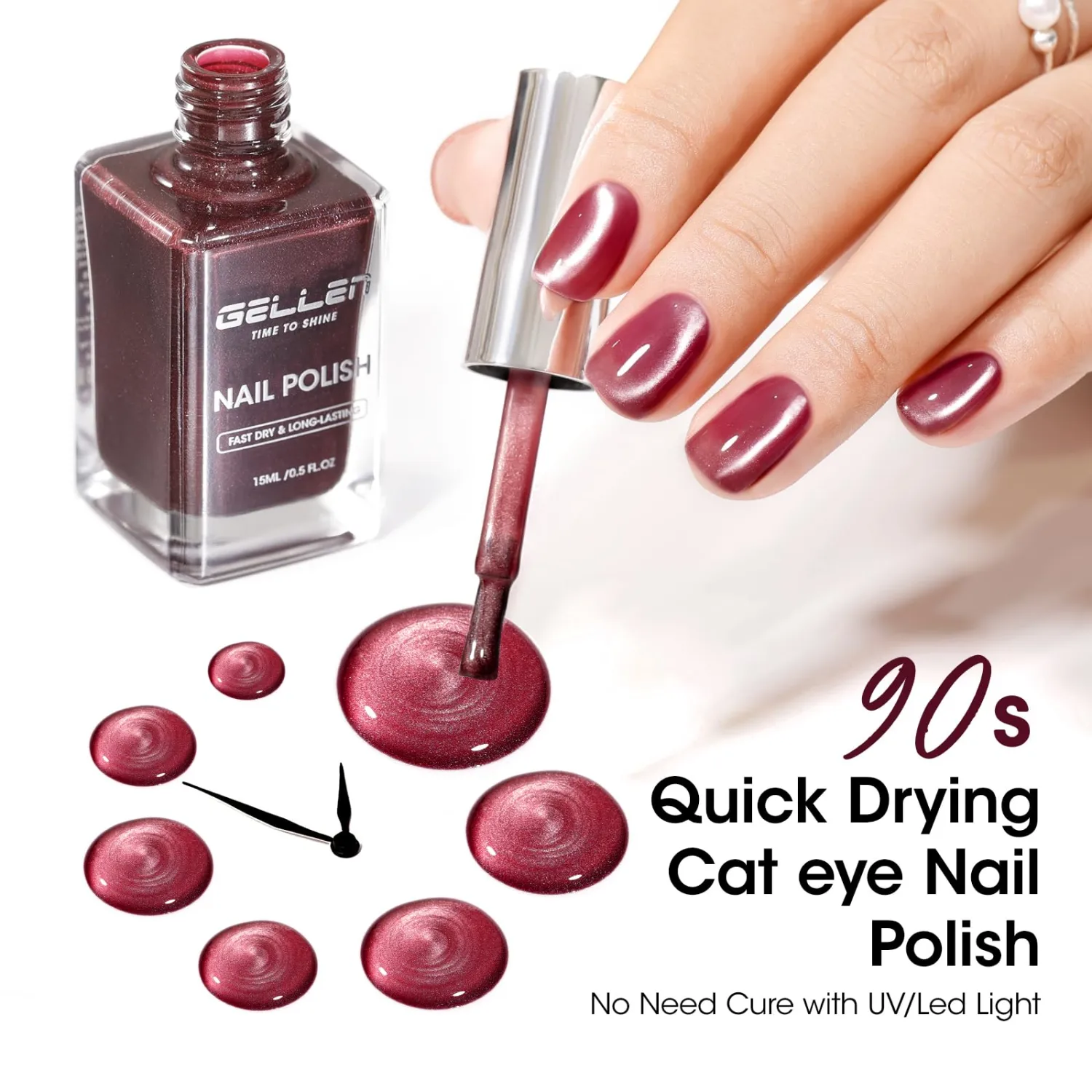 GELLEN Nail Polish, Cat Eye Nail Polish Quick Dry, Plum Purple Fingernail Polish