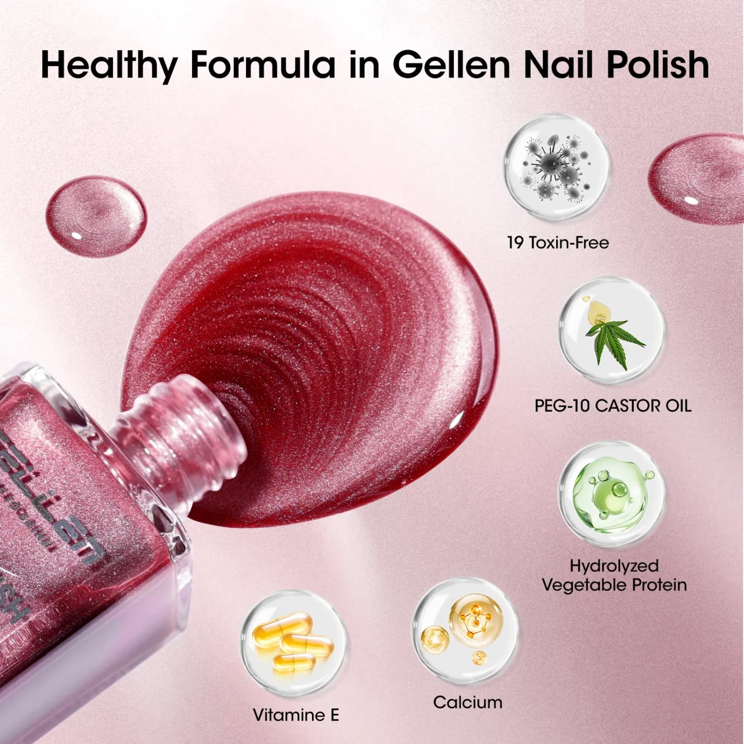 GELLEN Nail Polish, Cat Eye Nail Polish Quick Dry, Plum Purple Fingernail Polish