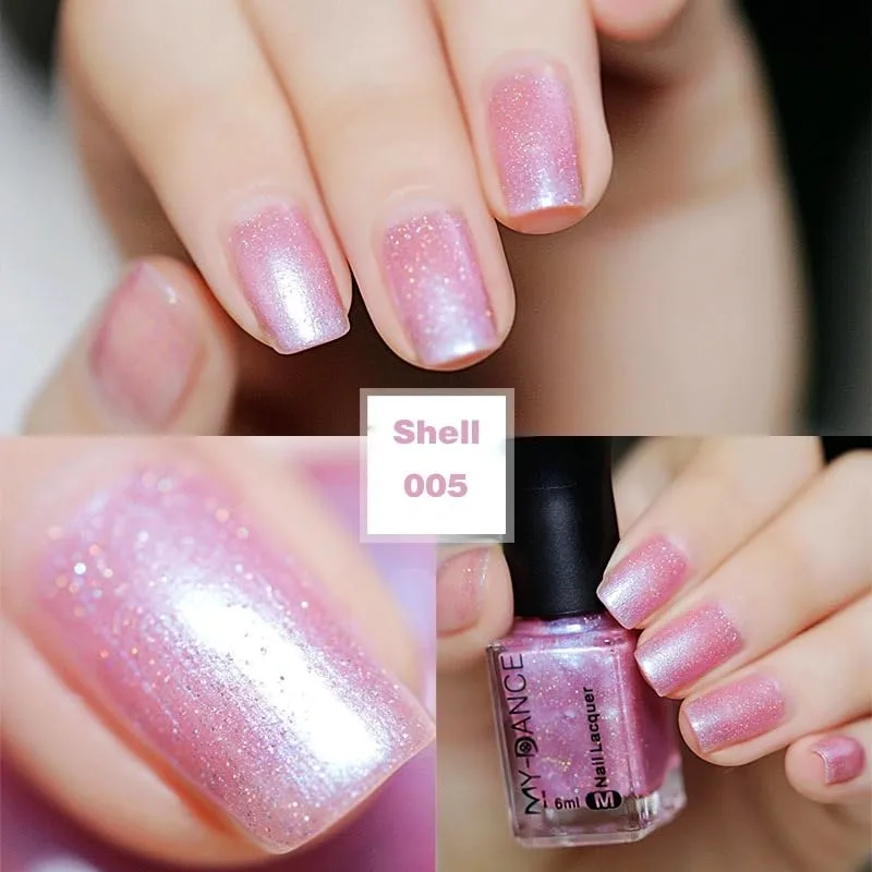 Pearl Pink Purple Nail Polish, Quick Dry Long Lasting Iridescent Peach Pearlescent Rose Lavender Nail Lacquer, Shimmer Shiny Nail Art Polish Air Fast Drying DIY Manicure for Women Girls (05, 6ml)
