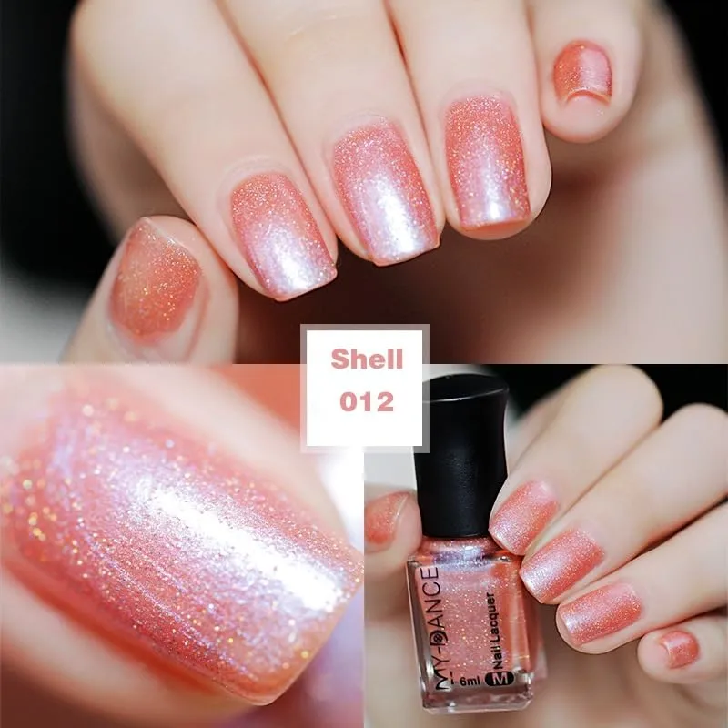 Pearl Nail Polish, Quick Dry Long Lasting Nail Lacquer, Shimmer Shiny Nail Art Polish Air Fast Drying DIY Manicure for Women Girls (12, 6ml)