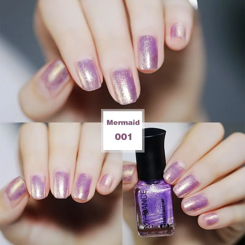Pearl Iridescent Lavender Purple Shimmer Light Purple Nail Polish, Pearlescent Long Lasting Quick Dry Nail Lacquer, Shiny Nail Art Polish Air Fast Drying DIY Manicure for Women (001, 6ml)