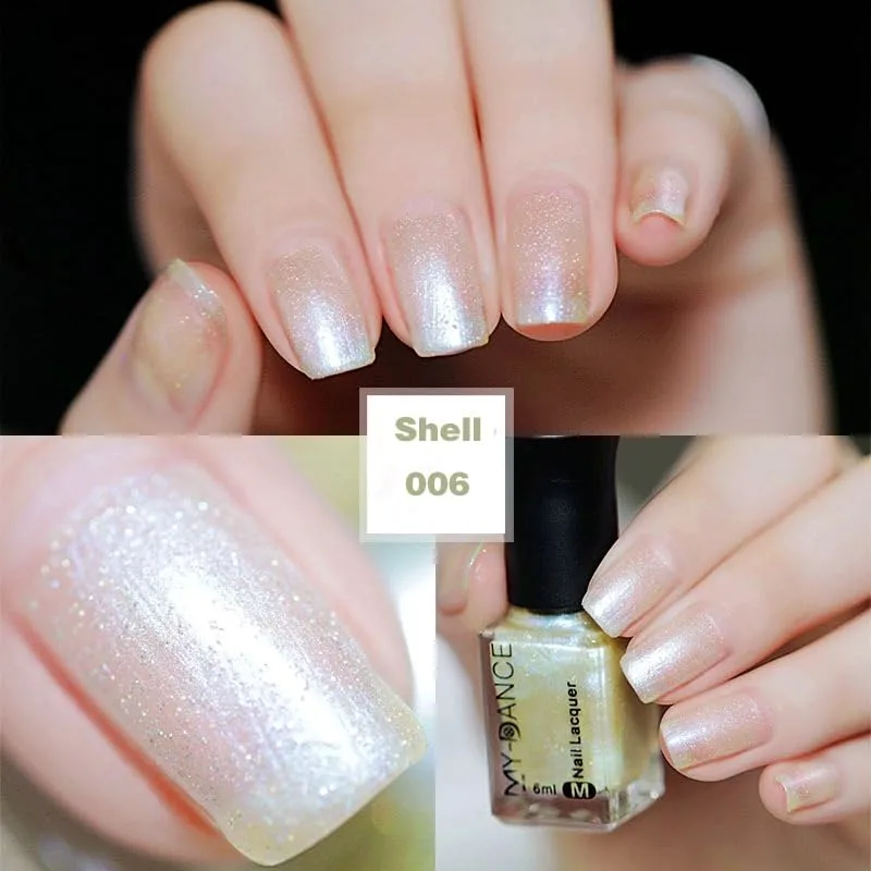 Pearl Milky White Gold shimmer Nail Polish, Quick Dry Long Lasting Nail Lacquer, Shiny Nail Art Polish Air Fast Drying DIY Manicure for Women Girls (06, 6ml)