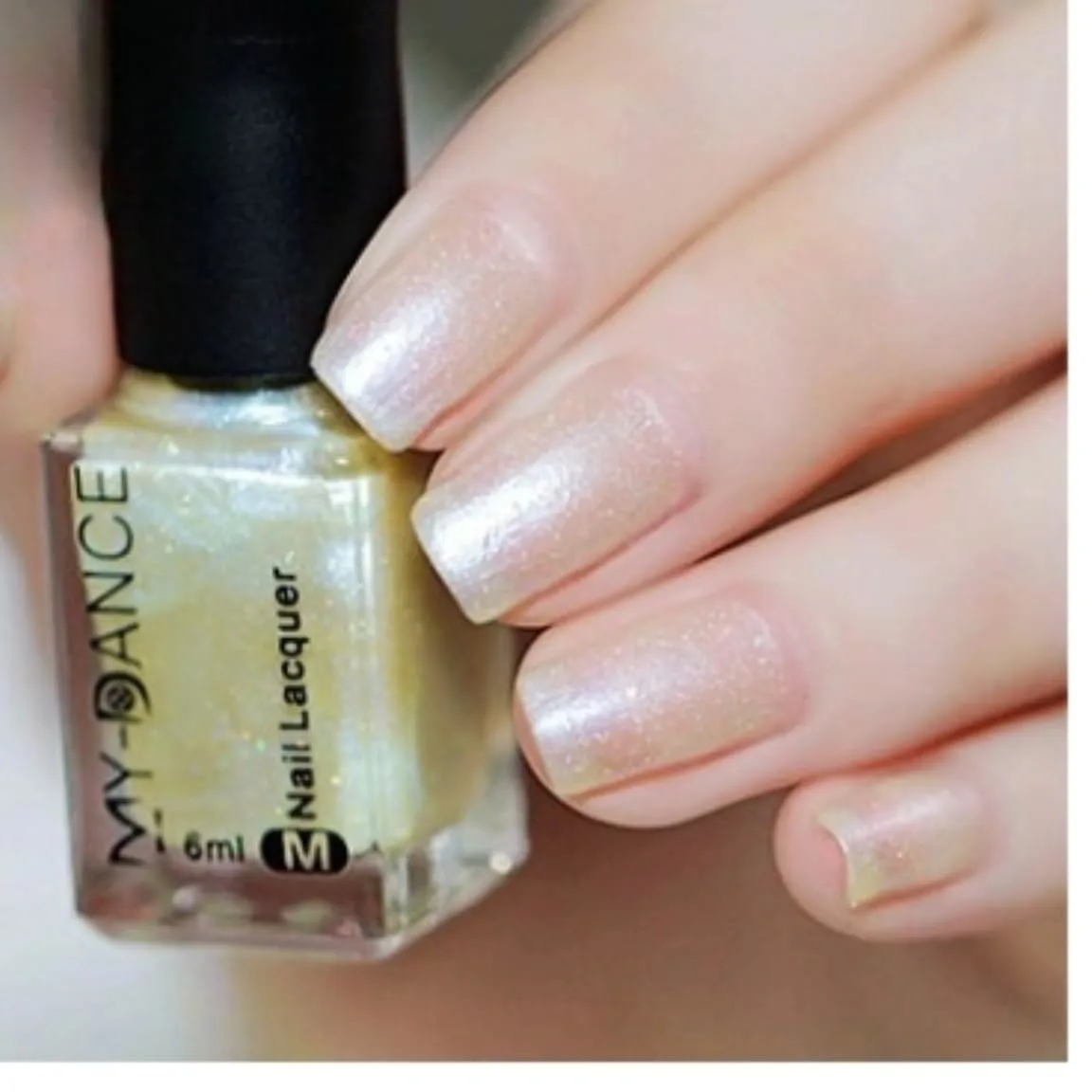 Pearl Milky White Gold shimmer Nail Polish, Quick Dry Long Lasting Nail Lacquer, Shiny Nail Art Polish Air Fast Drying DIY Manicure for Women Girls (06, 6ml)