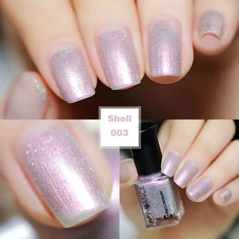 Iridescent Lilac Pearl Nail Polish, Sheer Lavender Quick Dry Long Lasting Light Purple Glitter Nail Lacquer, Shimmer Shiny Nail Art Polish Air Fast Drying DIY Manicure for Women Girls (03, 6ml)