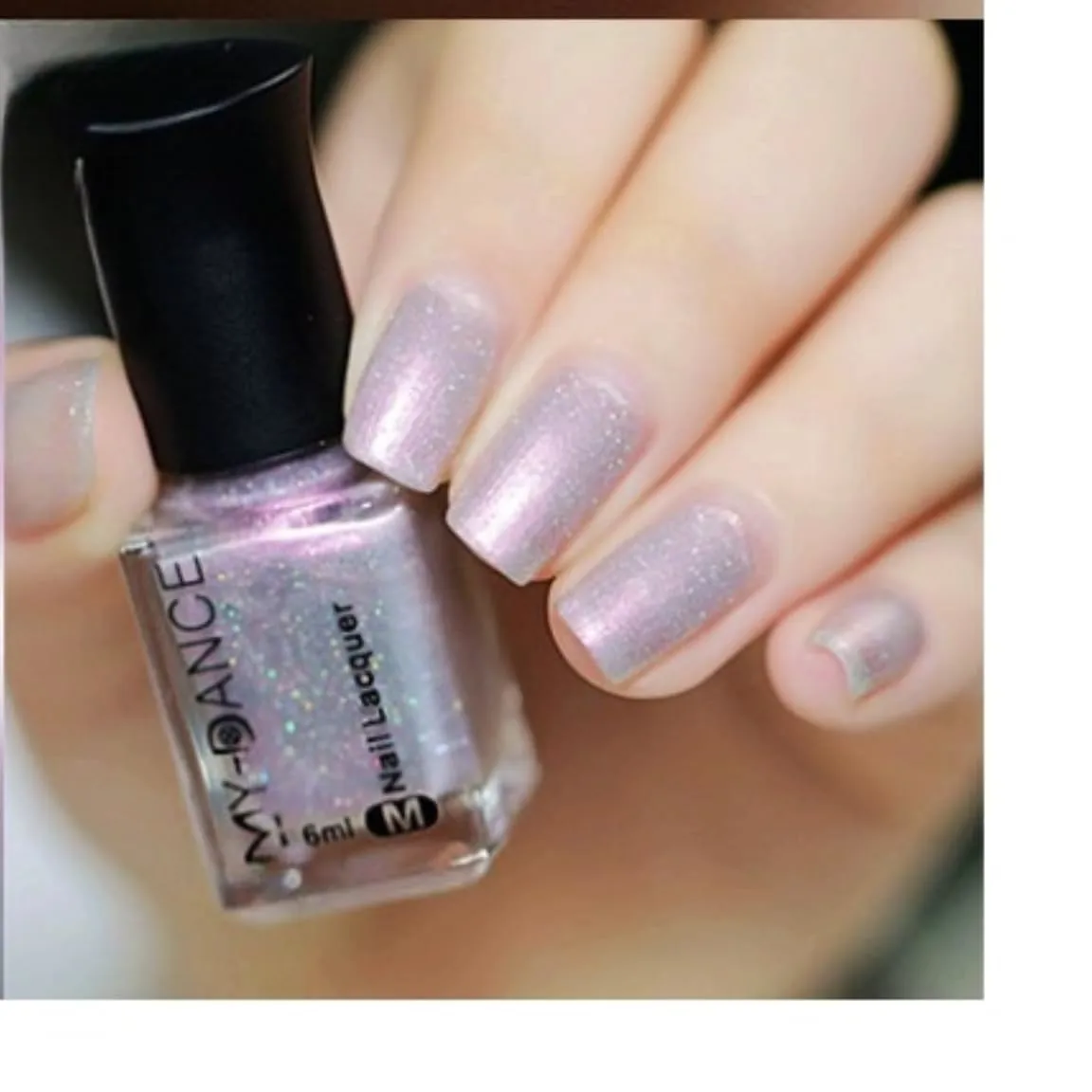 Iridescent Lilac Pearl Nail Polish, Sheer Lavender Quick Dry Long Lasting Light Purple Glitter Nail Lacquer, Shimmer Shiny Nail Art Polish Air Fast Drying DIY Manicure for Women Girls (03, 6ml)