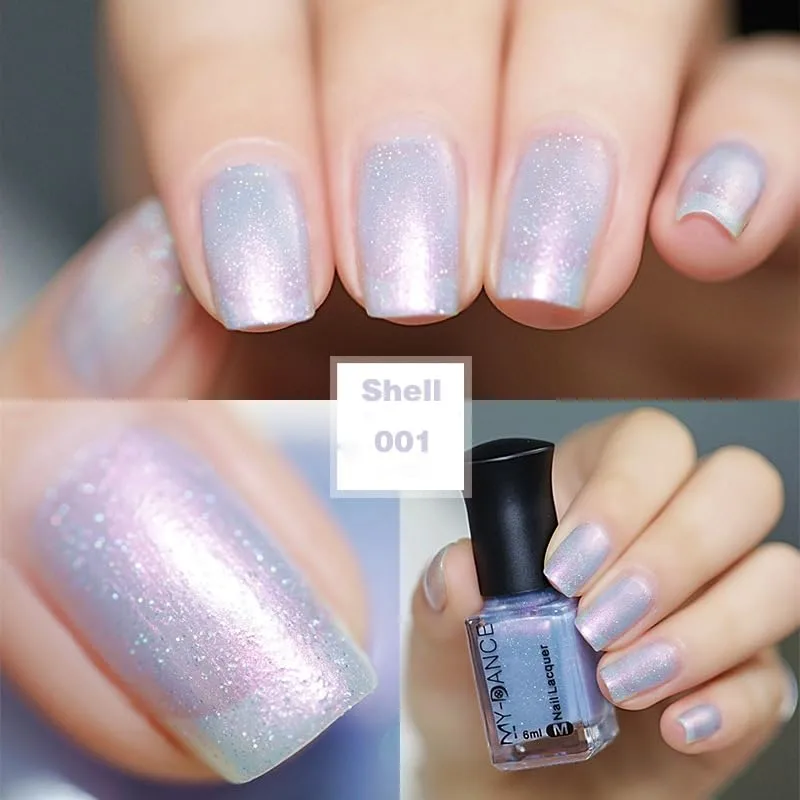Pearl Iridescent Lavender Nail Polish, Quick Dry Long Lasting Pastel Purple Blue Aurora LIlac Nail Lacquer, Shimmer Shiny Nail Art Polish Air Fast Drying DIY Manicure for Women Girls (01, 6ml)