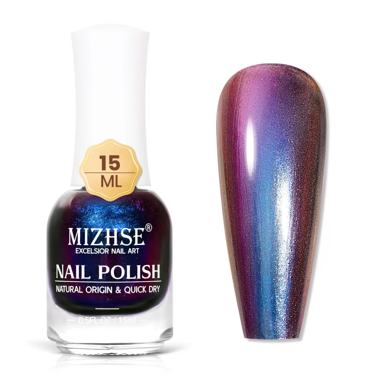 MIZHSE Chameleon Nail Polish, Purple Nail Polish Air Dry Fast, 15ml/0.5 fl oz High Glossy Shiny Nail Pigment Color Shifting Nail Art Salon Manicure Home