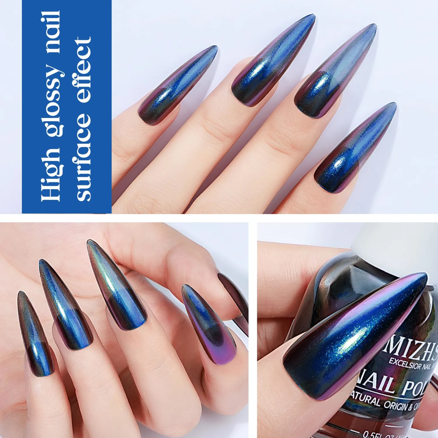 MIZHSE Chameleon Nail Polish, Purple Nail Polish Air Dry Fast, 15ml/0.5 fl oz High Glossy Shiny Nail Pigment Color Shifting Nail Art Salon Manicure Home