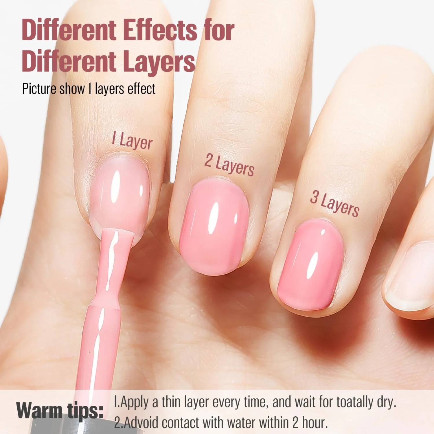 Sheer Pink Jelly Nail Polish 15ml - Translucent Pink, Non-Gel, Fast Drying - Buildable Clear Nude for Natural Nails - DIY Manicure & Nail Art