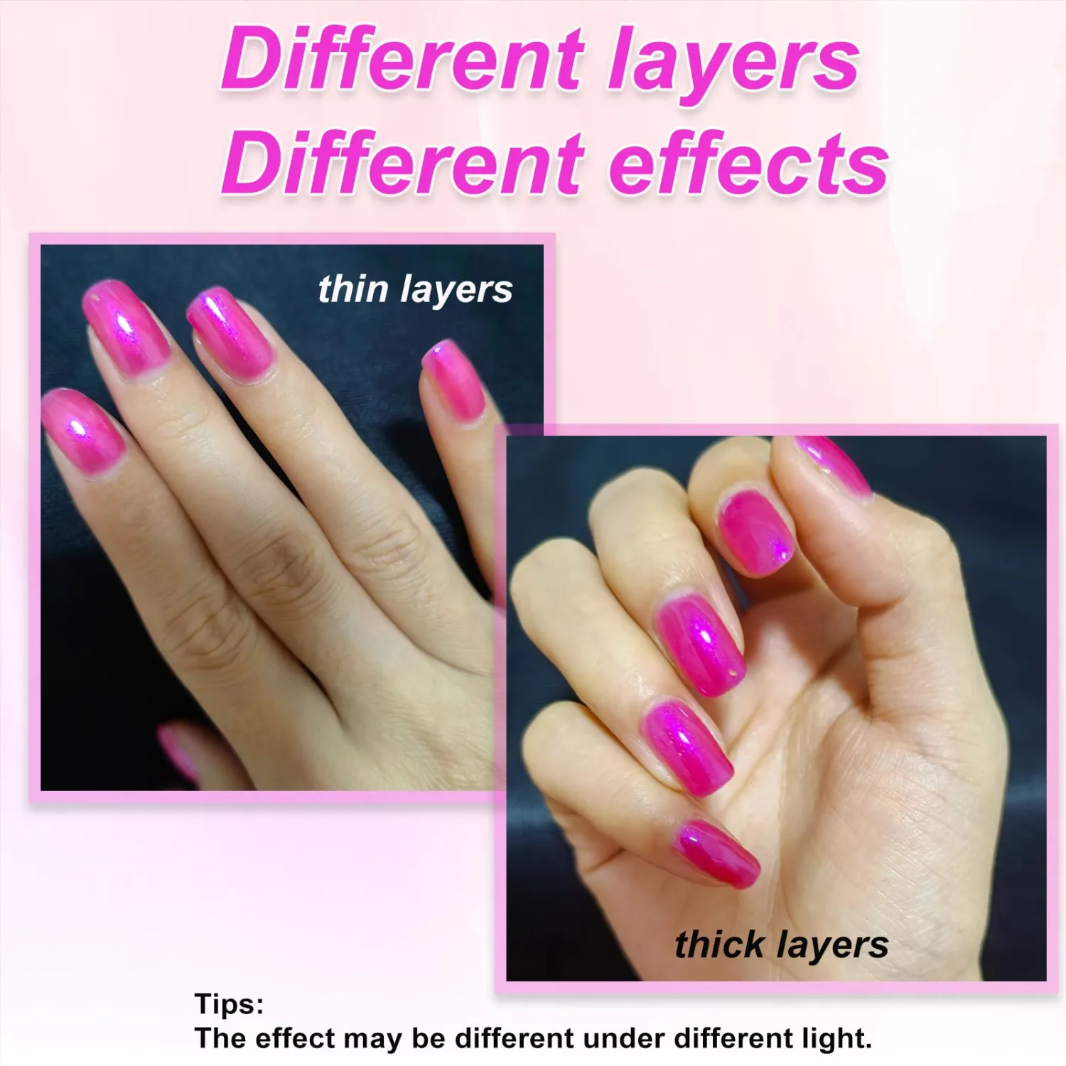 NovaCharm 12ml Hot Pink Nail Polish - Neon Pink Fingerail Polish Quick Dry - High Glossy Iridescent Nail Art Varnish - Shimmer Pink Nail Gel - Fast Drying Nail Polish for DIY Nail Art