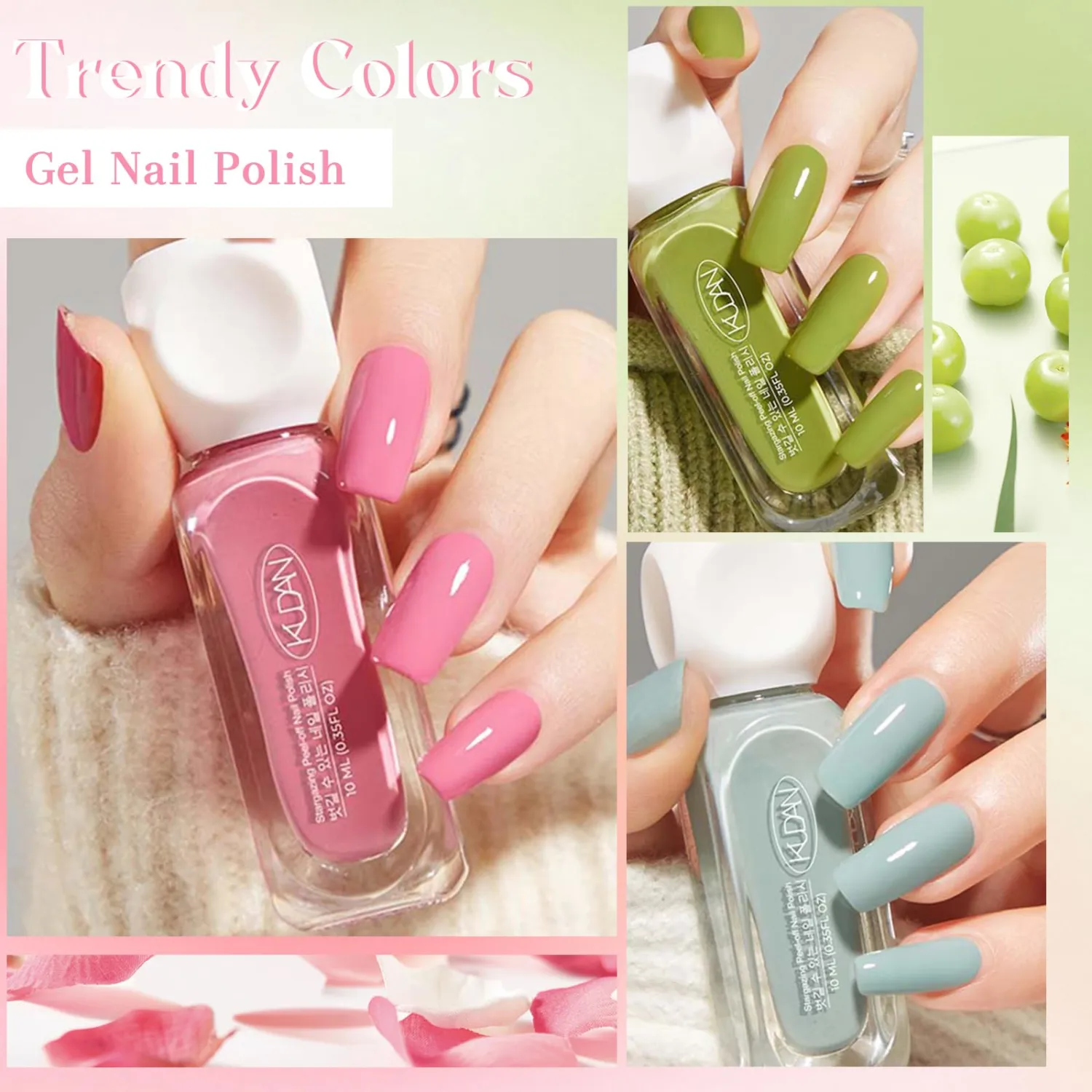 5Pcs Nail Polish Set Nude Pink Green Blue Purple Nail Polish Non Gel, Quick Dry, Long Lasting DIY Manicure Gift for Girls Women 10ml