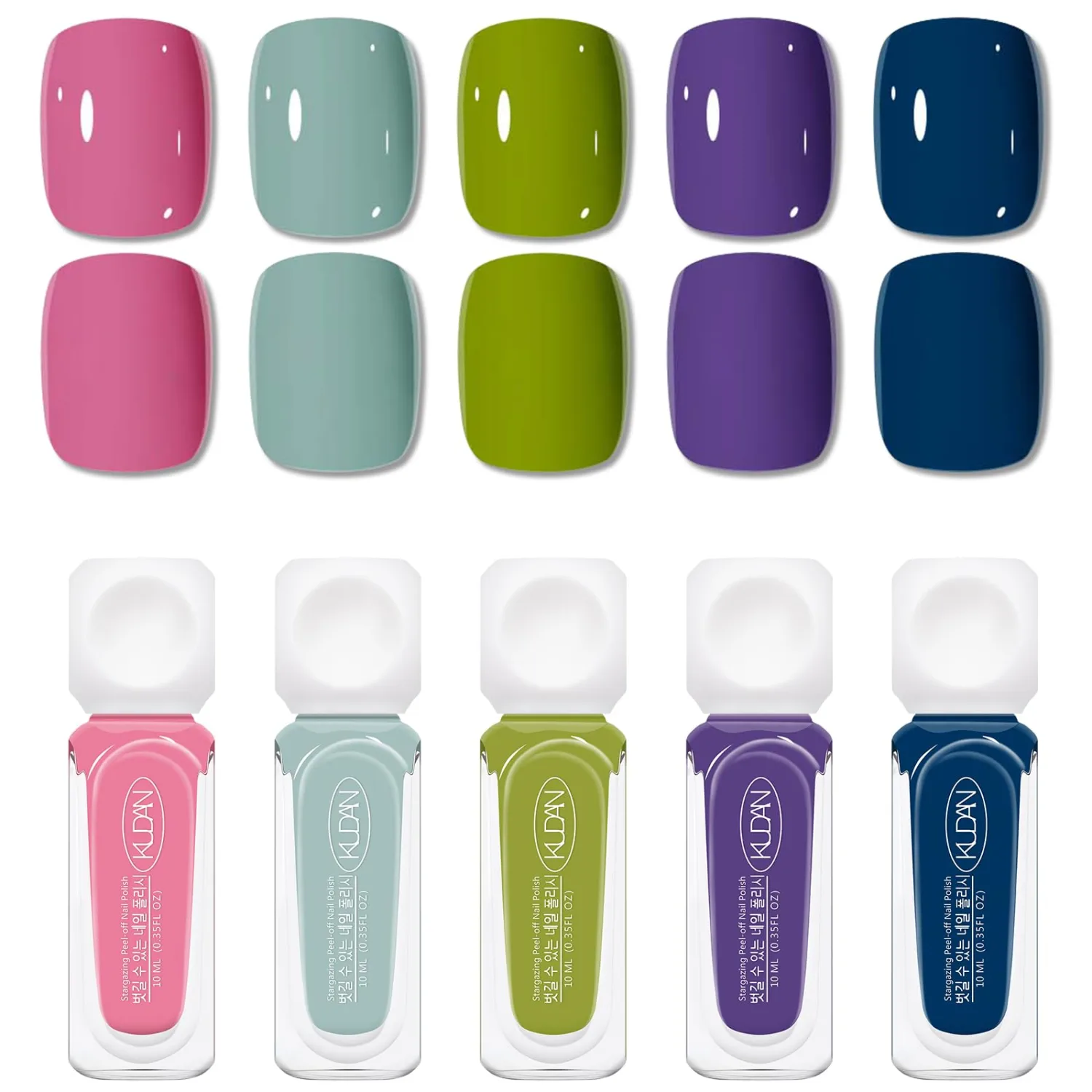 5Pcs Nail Polish Set Nude Pink Green Blue Purple Nail Polish Non Gel, Quick Dry, Long Lasting DIY Manicure Gift for Girls Women 10ml